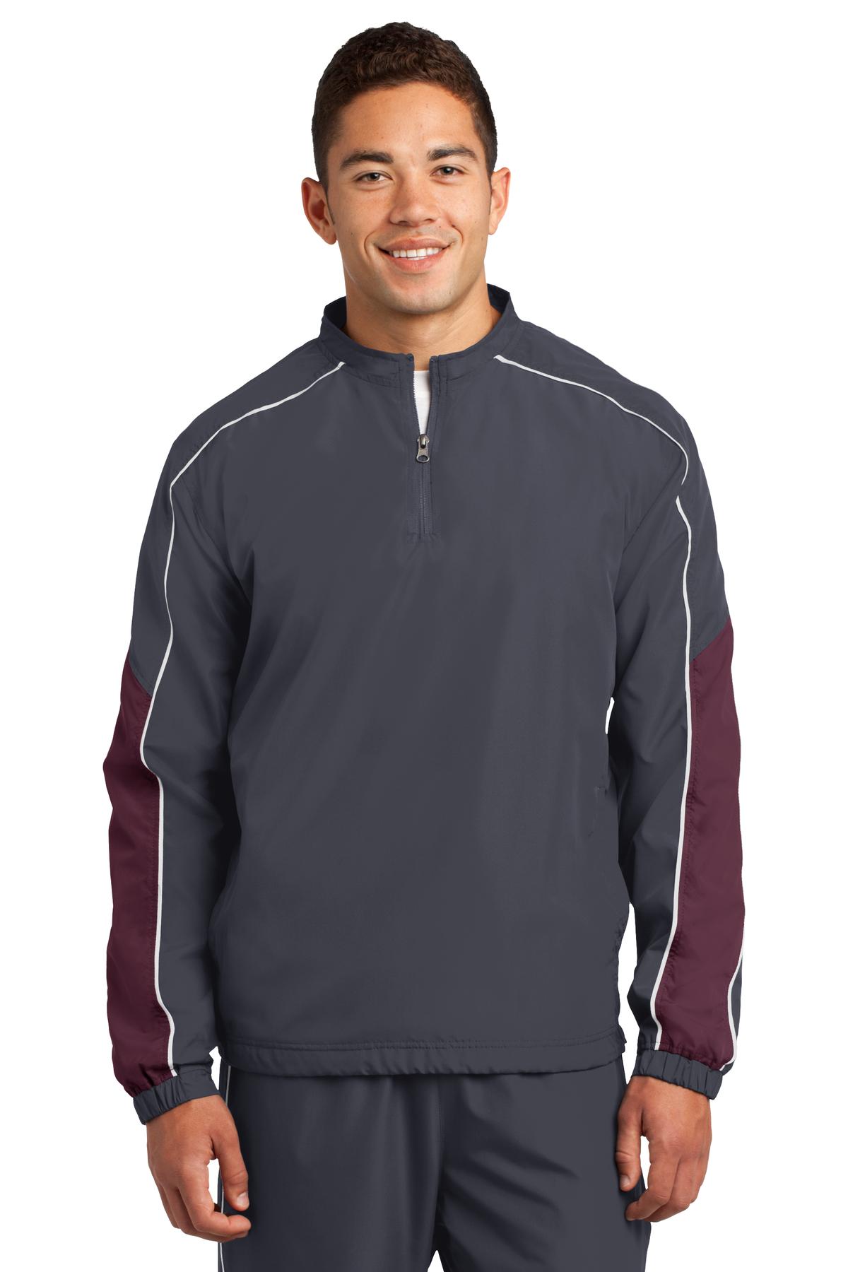 JST64 Sport-Tek Piped Colorblock 1/4-Zip Wind Shirt. Zoom Image