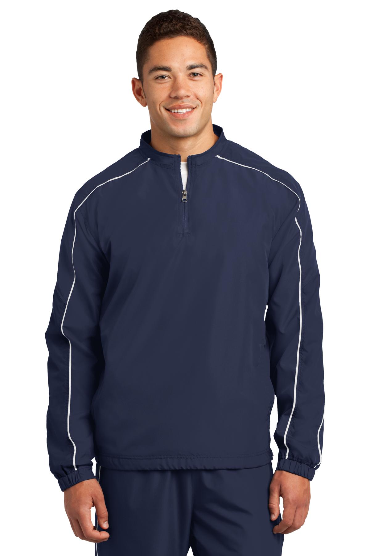 JST64 Sport-Tek Piped Colorblock 1/4-Zip Wind Shirt.