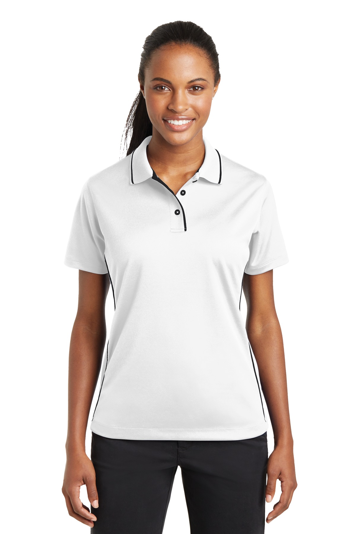 L467 Sport-Tek Ladies Dri-Mesh Polo with Tipped Collar and Piping. L467 Sport-Tek Ladies Dri-Mesh Polo with Tipped Collar and Piping.