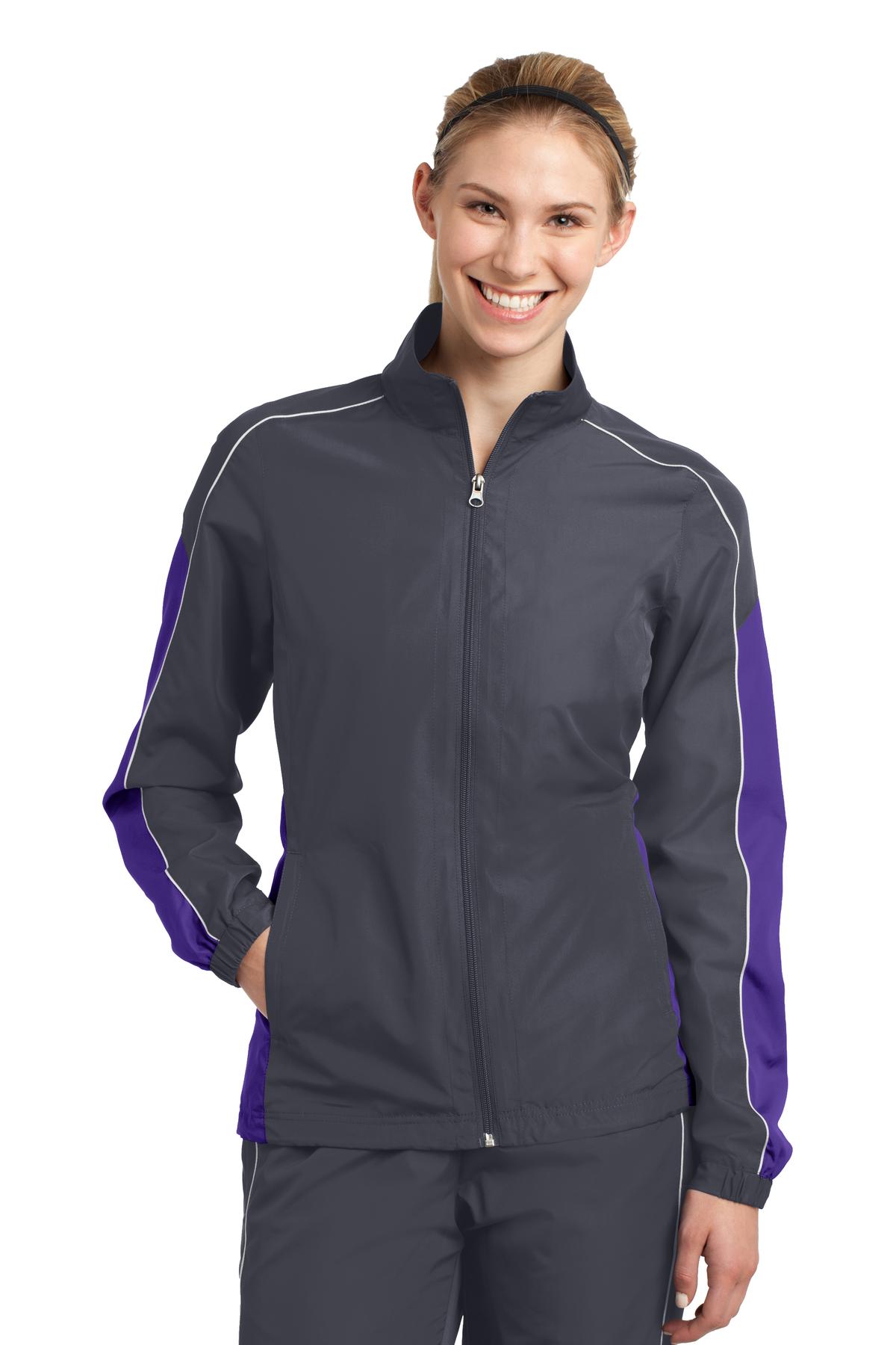 LST61 Sport-Tek  Ladies Piped Colorblock Wind Jacket