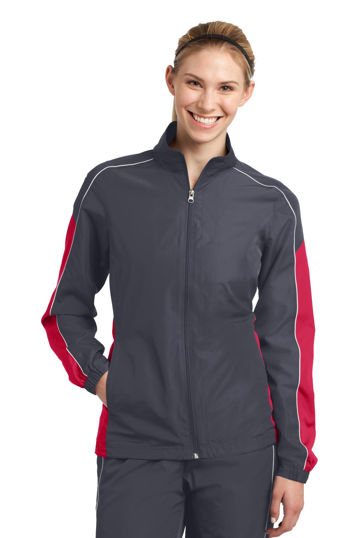 LST61 Sport-Tek  Ladies Piped Colorblock Wind Jacket