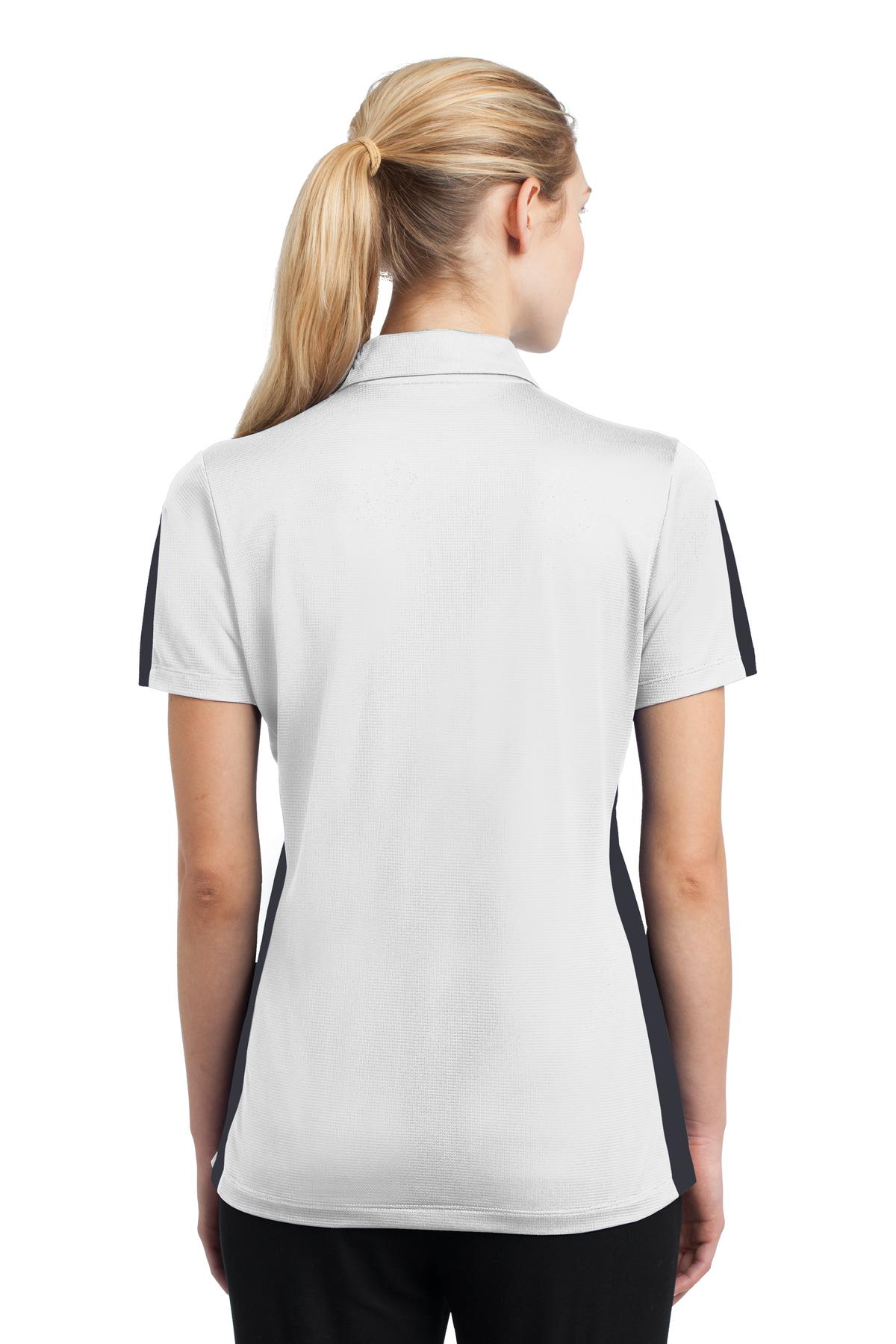 LST695 Sport-Tek Ladies PosiCharge Active Textured Colorblock Polo LST695 Sport-Tek Ladies PosiCharge Active Textured Colorblock Polo - Back Image