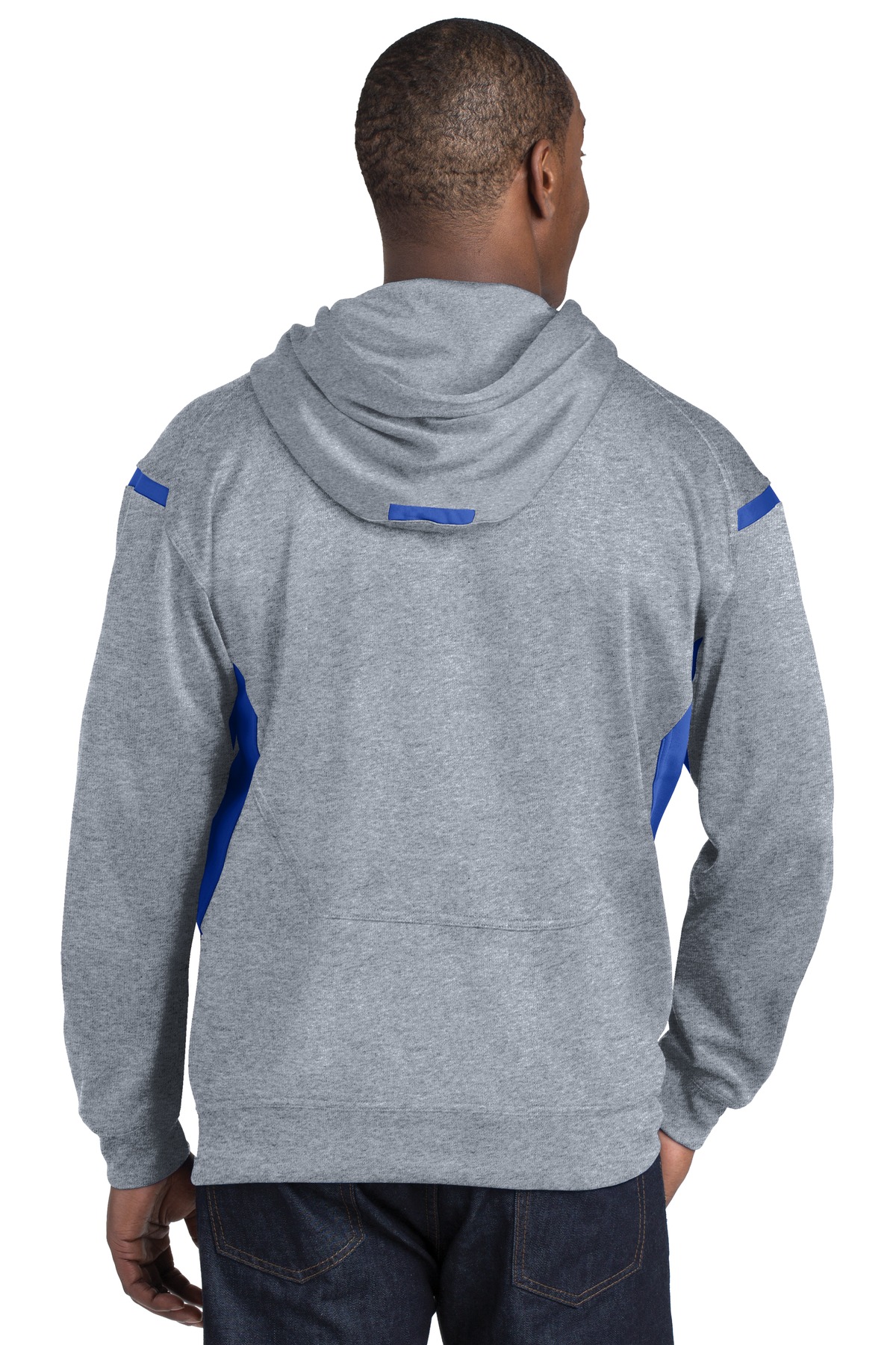 TST246 Sport-Tek Tall Tech Fleece Colorblock Hooded Sweatshirt. - Back Image