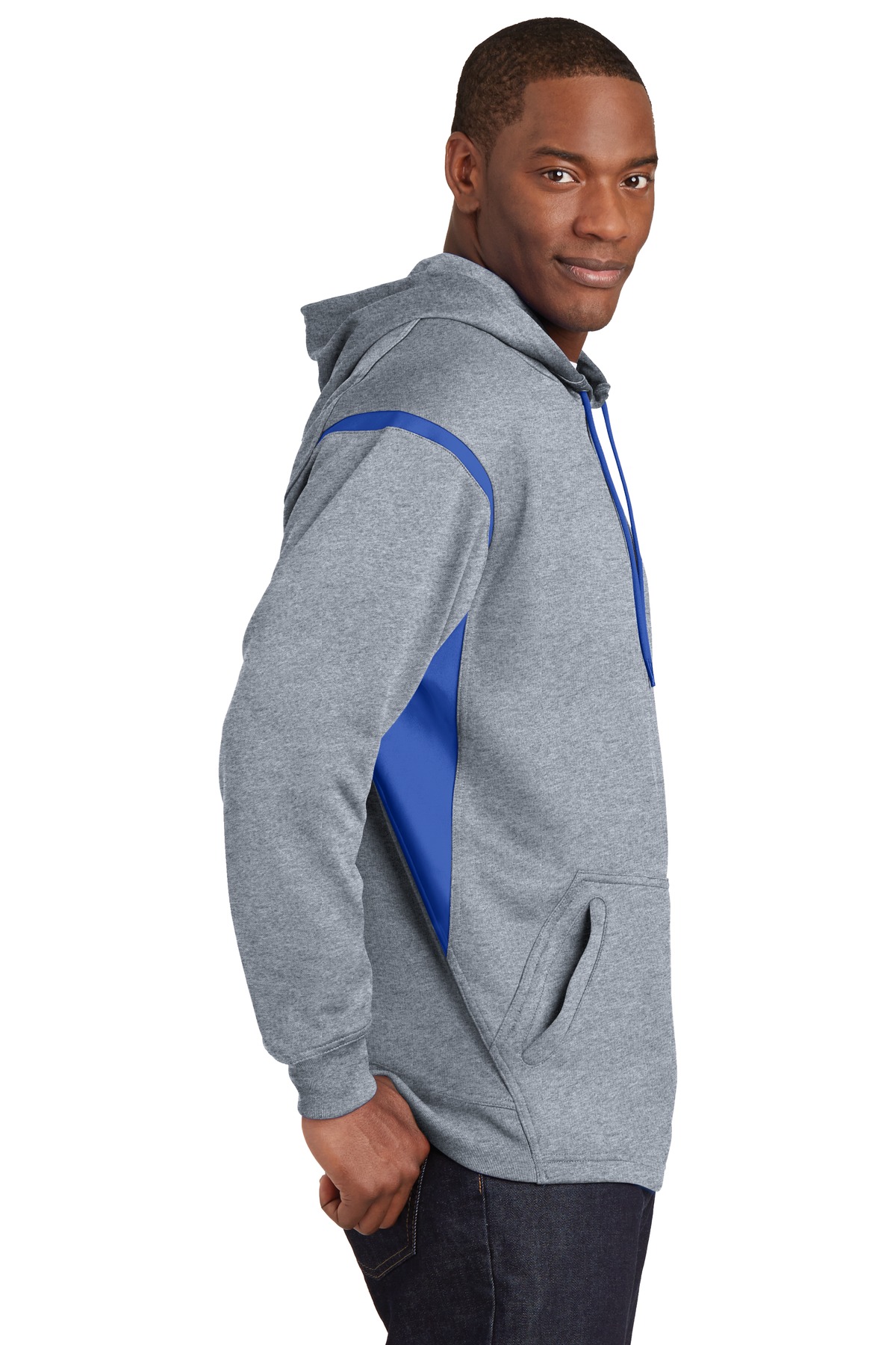 TST246 Sport-Tek Tall Tech Fleece Colorblock Hooded Sweatshirt. - Siide Image