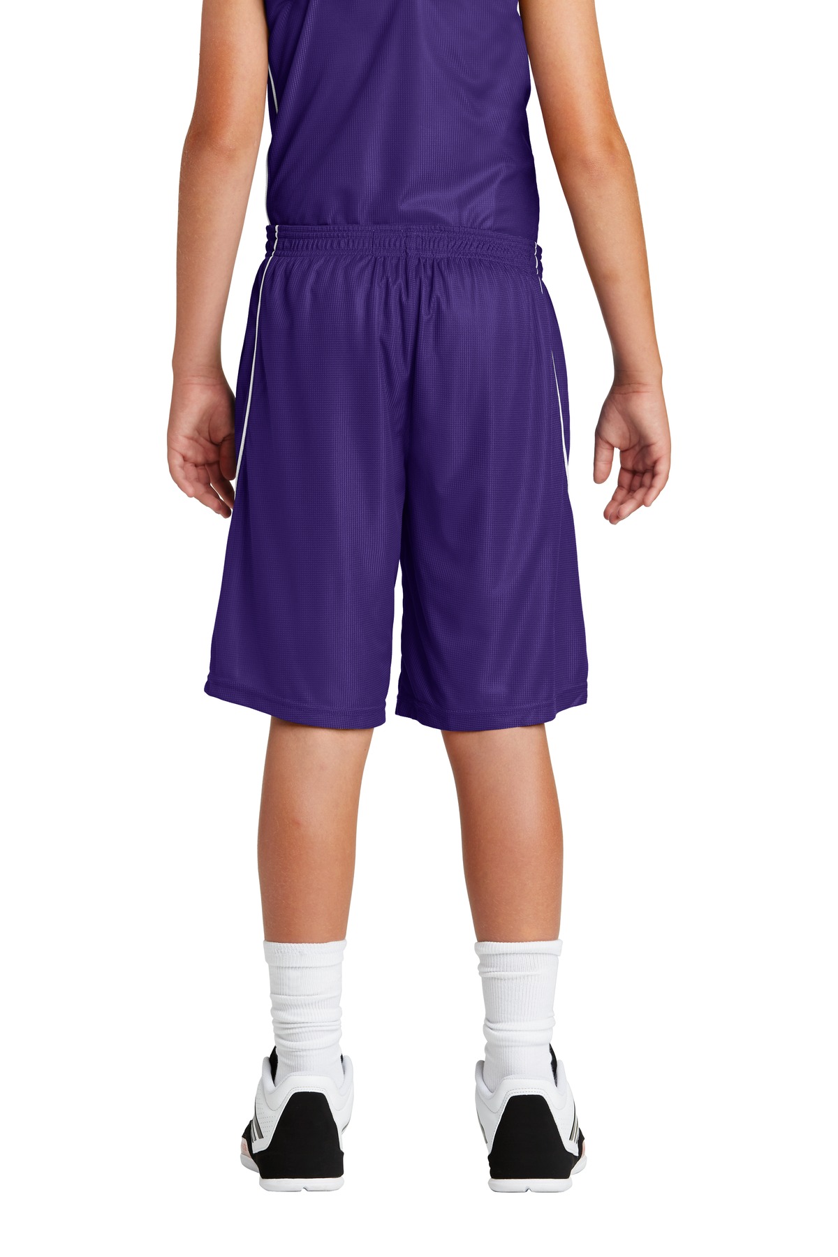 YT565 Sport-Tek Youth PosiCharge Mesh Reversible Spliced Short. - Back Image