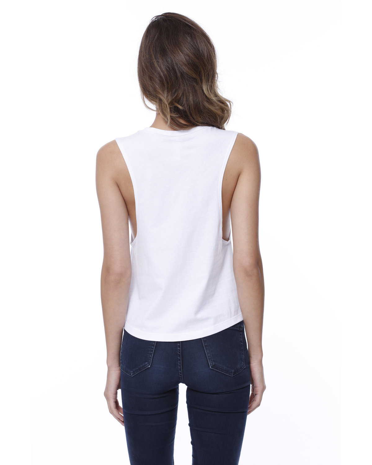 ST1151 StarTee Ladies Cotton Muscle Crop T-Shirt - Back Image