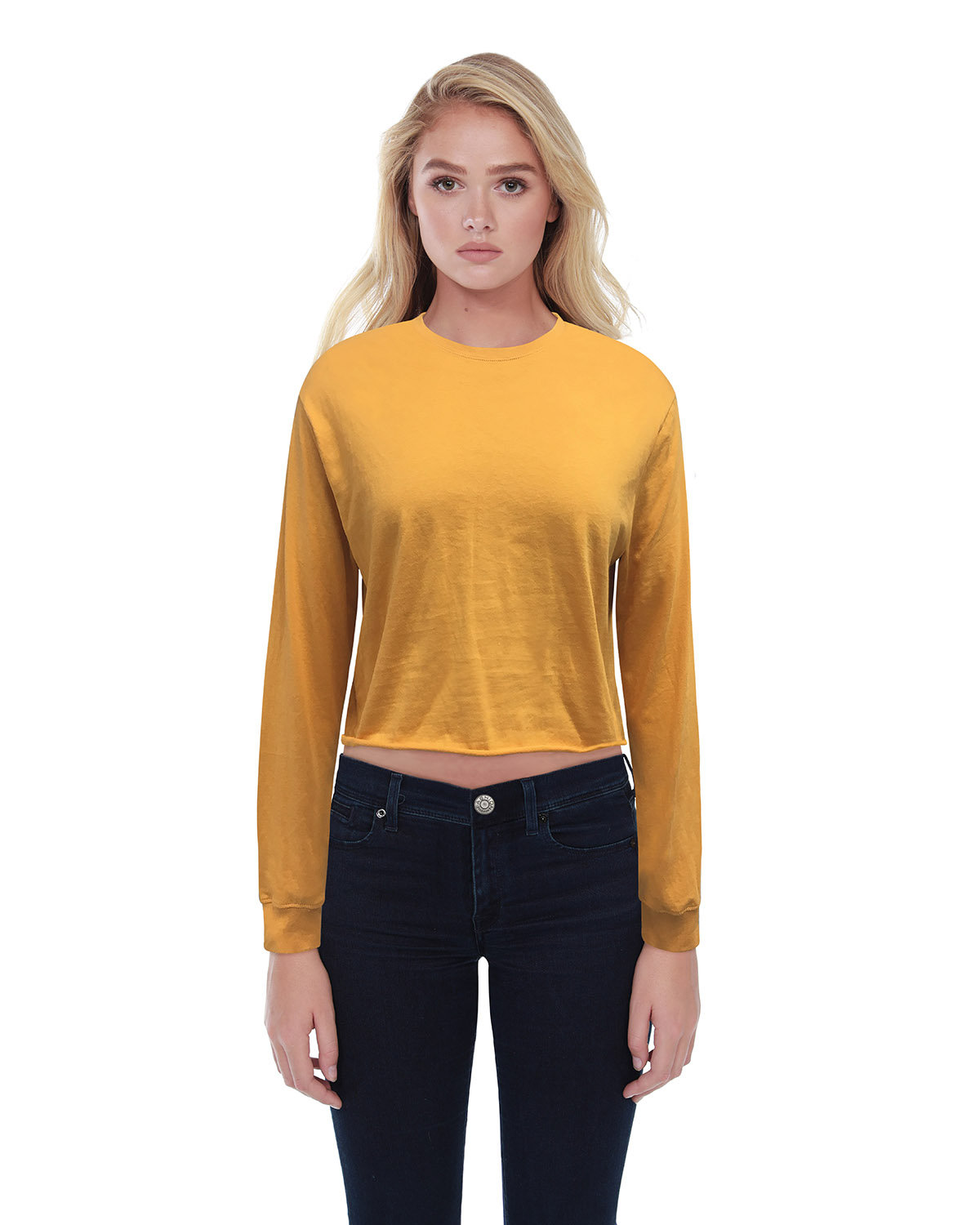 ST1170 StarTee Ladies Boyfriend Long Sleeve Crop T-Shirt Zoom Image