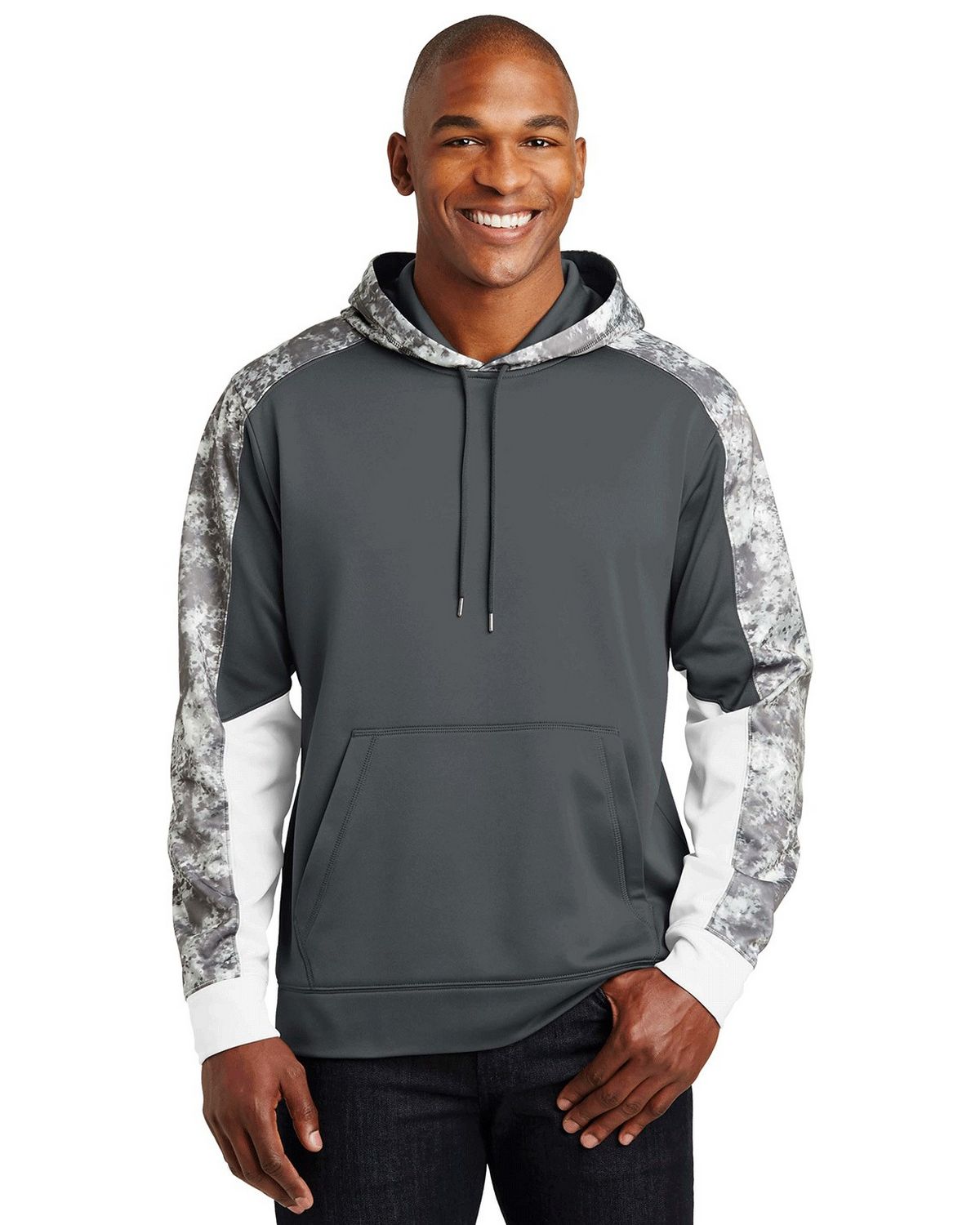 ST231 Sport-Tek Sport-Wick Mineral Freeze Fleece Colorblock Hooded Pullover.