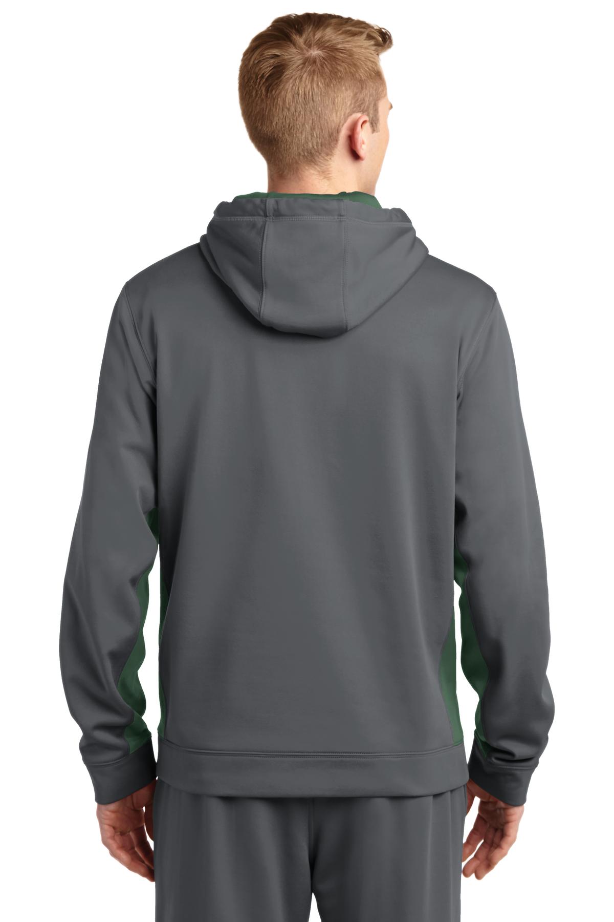 ST235 Sport-Tek Sport-Wick Fleece Colorblock Hooded Pullover. ST235 Sport-Tek Sport-Wick Fleece Colorblock Hooded Pullover. - Back Image