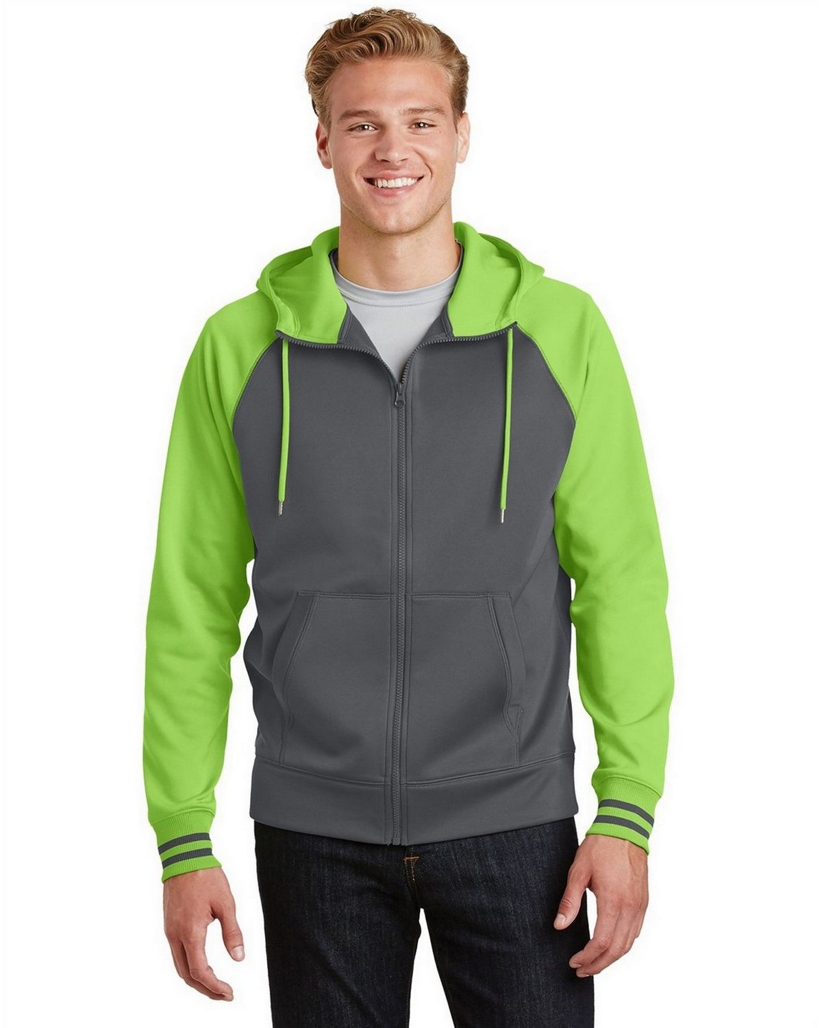 ST236 Sport-Tek Sport-Wick Varsity Fleece Full-Zip Hooded Jacket.