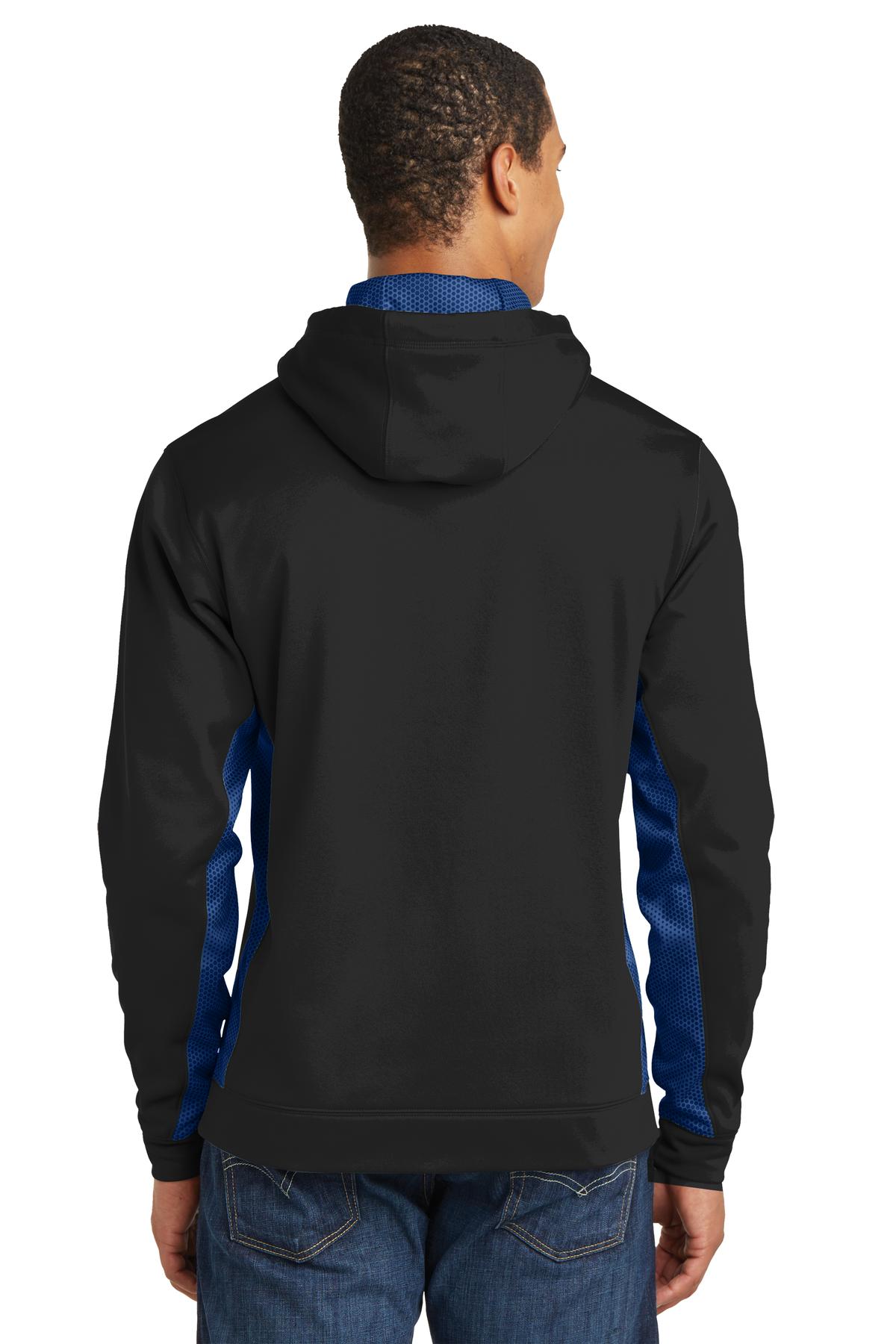 ST239 Sport-Tek Sport-Wick CamoHex Fleece Colorblock Hooded Pullover - Back Image