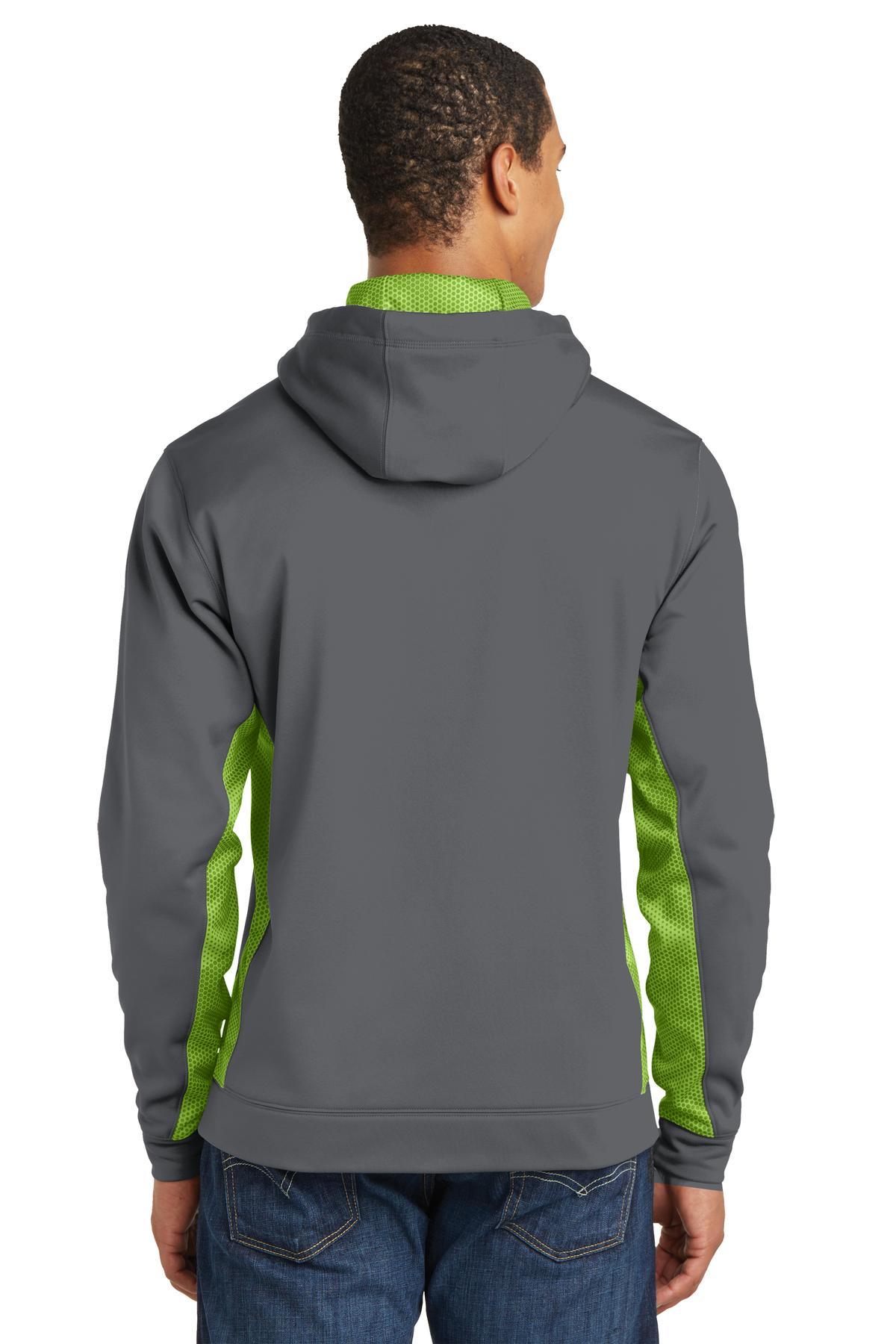 ST239 Sport-Tek Sport-Wick CamoHex Fleece Colorblock Hooded Pullover. - Back Image
