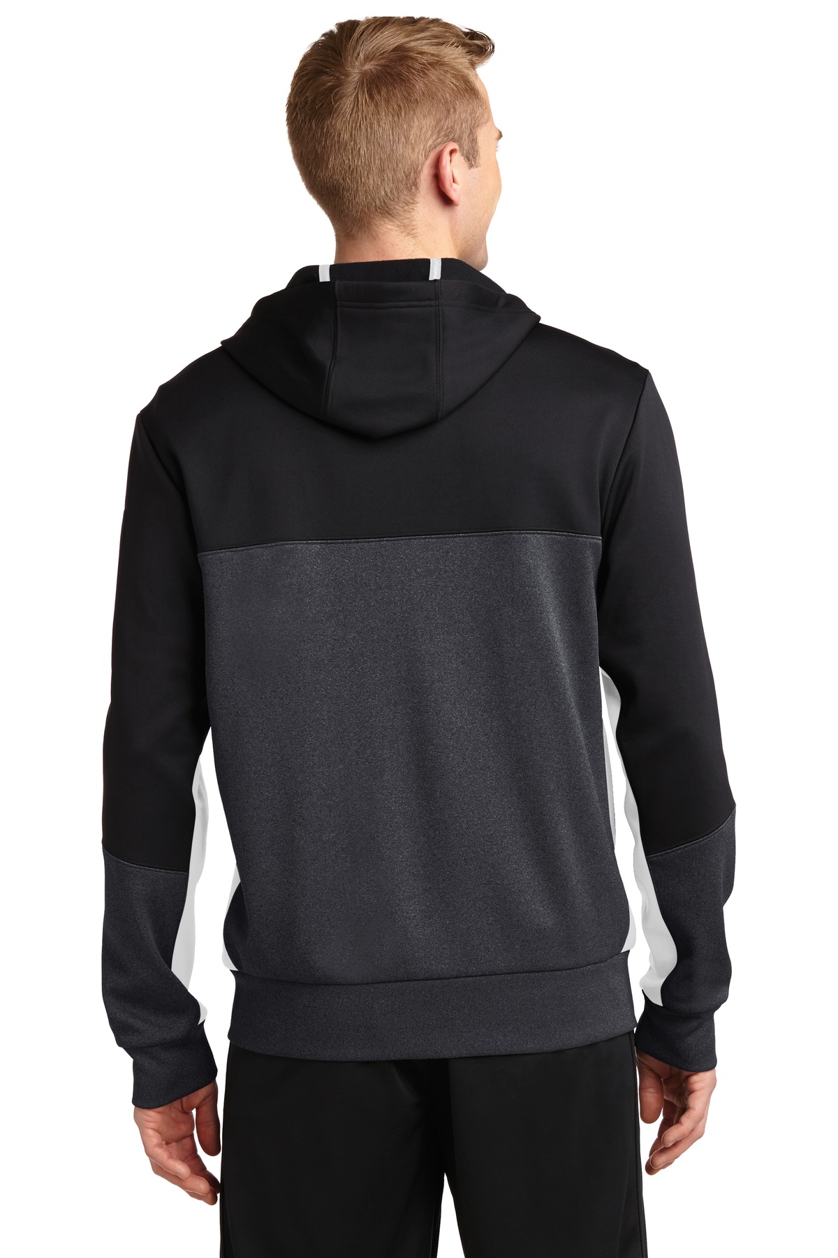 ST245 Sport-Tek Tech Fleece Colorblock Full-Zip Hooded Jacket. - Back Image