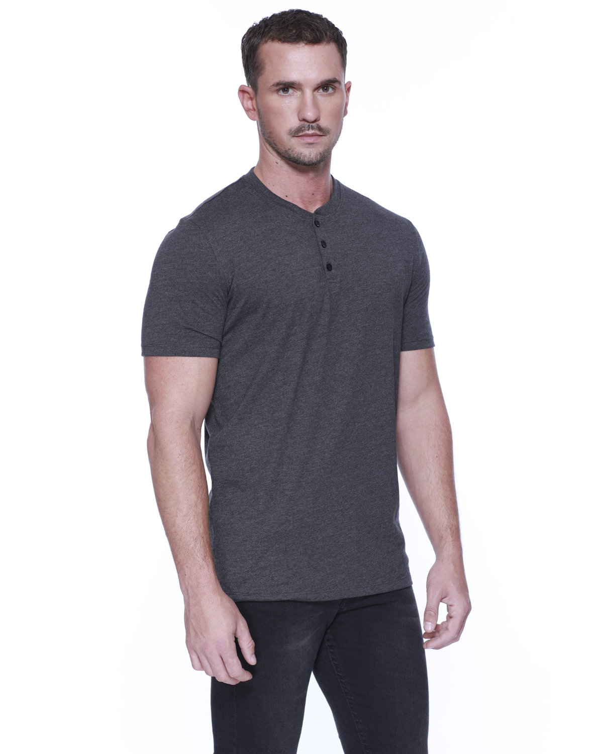 ST2460 StarTee Mens CVC Henley - Siide Image