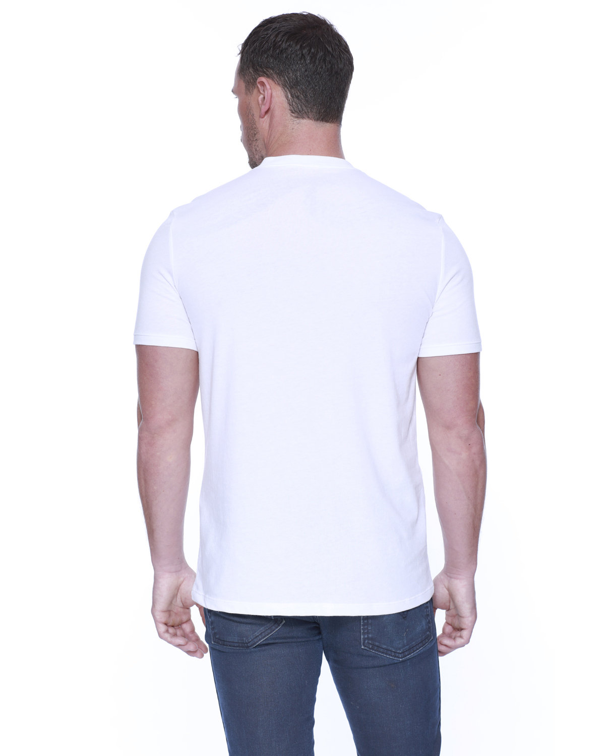 ST2460 StarTee Mens CVC Henley - Back Image