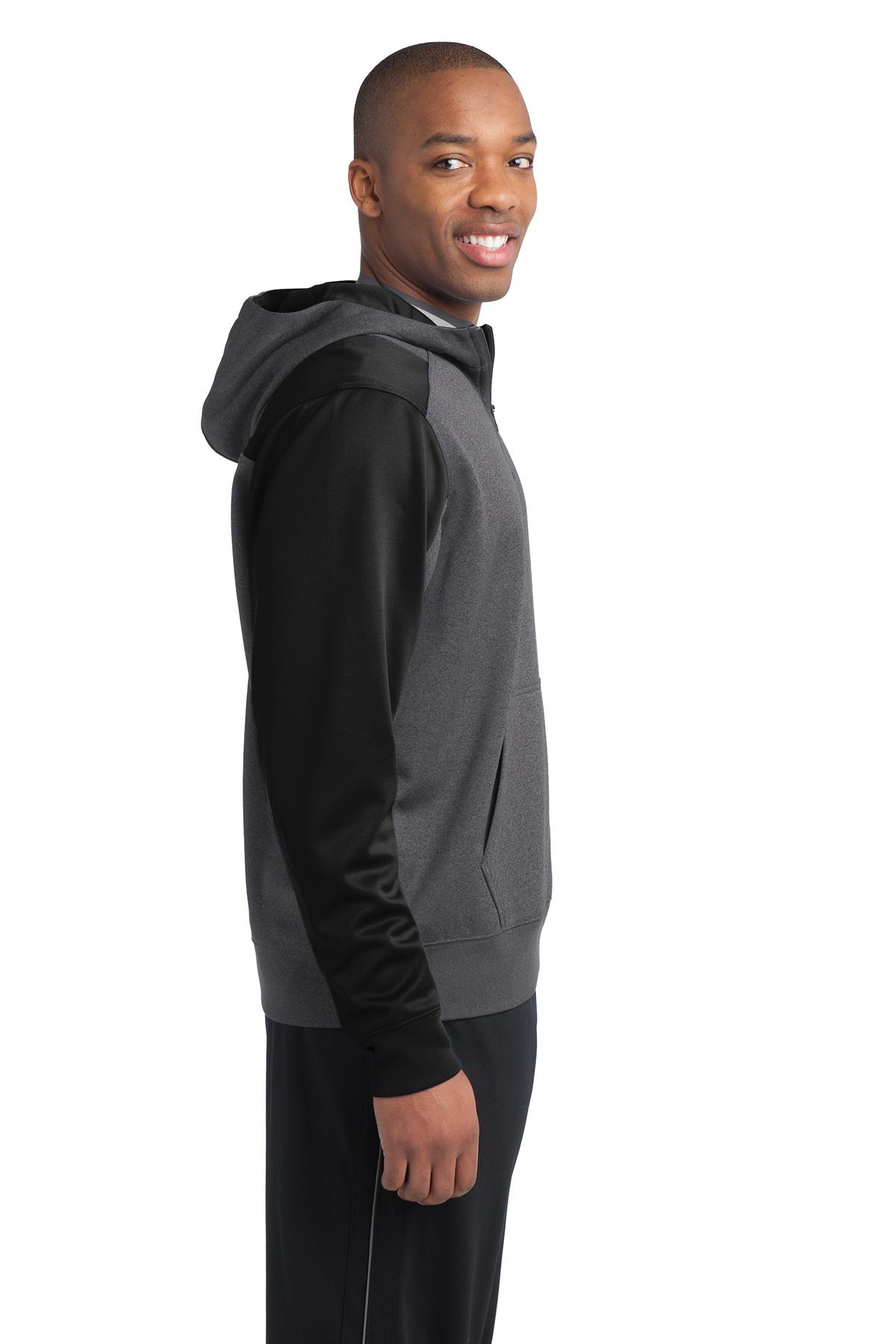 ST249 Sport-Tek Tech Fleece Colorblock 1/4-Zip Hooded Sweatshirt. - Siide Image