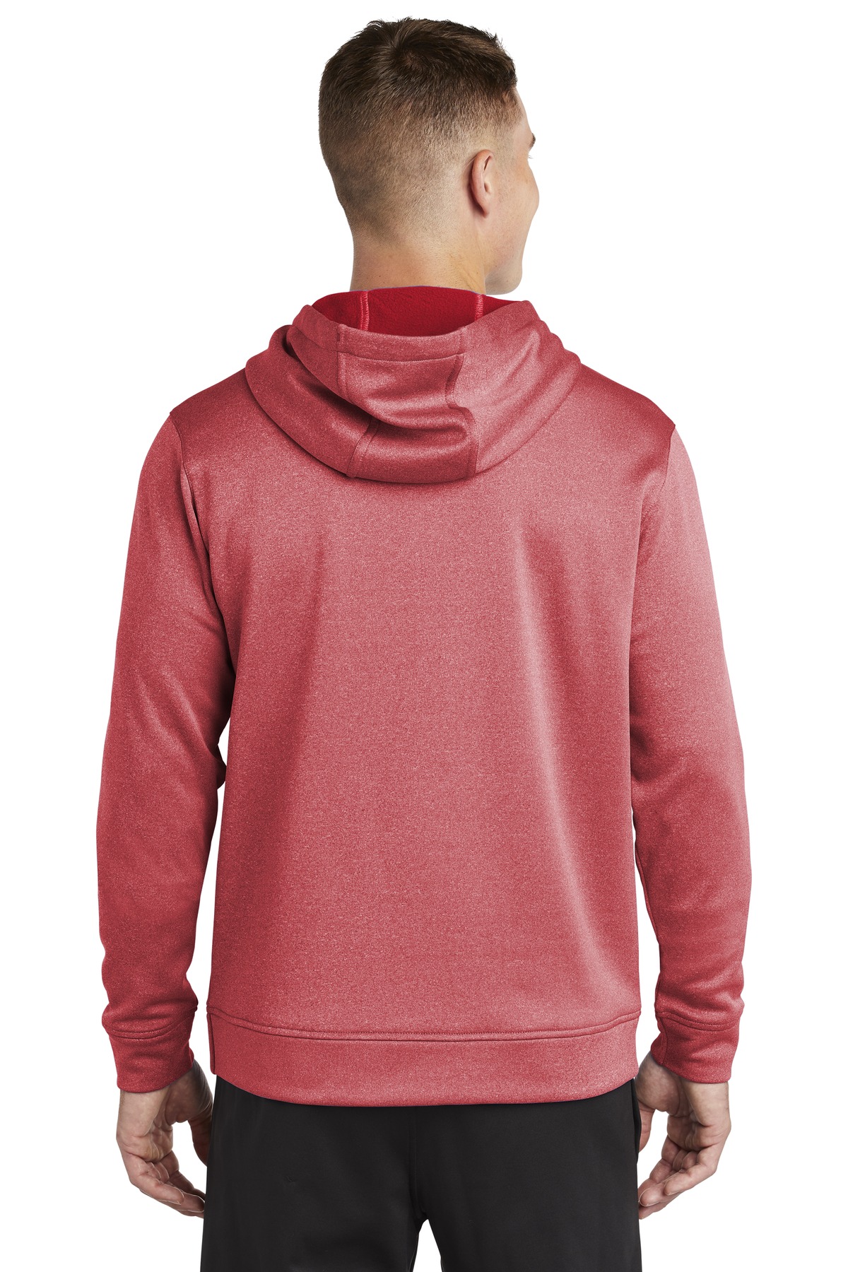 ST264 Sport-Tek PosiCharge Sport-Wick Heather Fleece Hooded Pullover. - Back Image