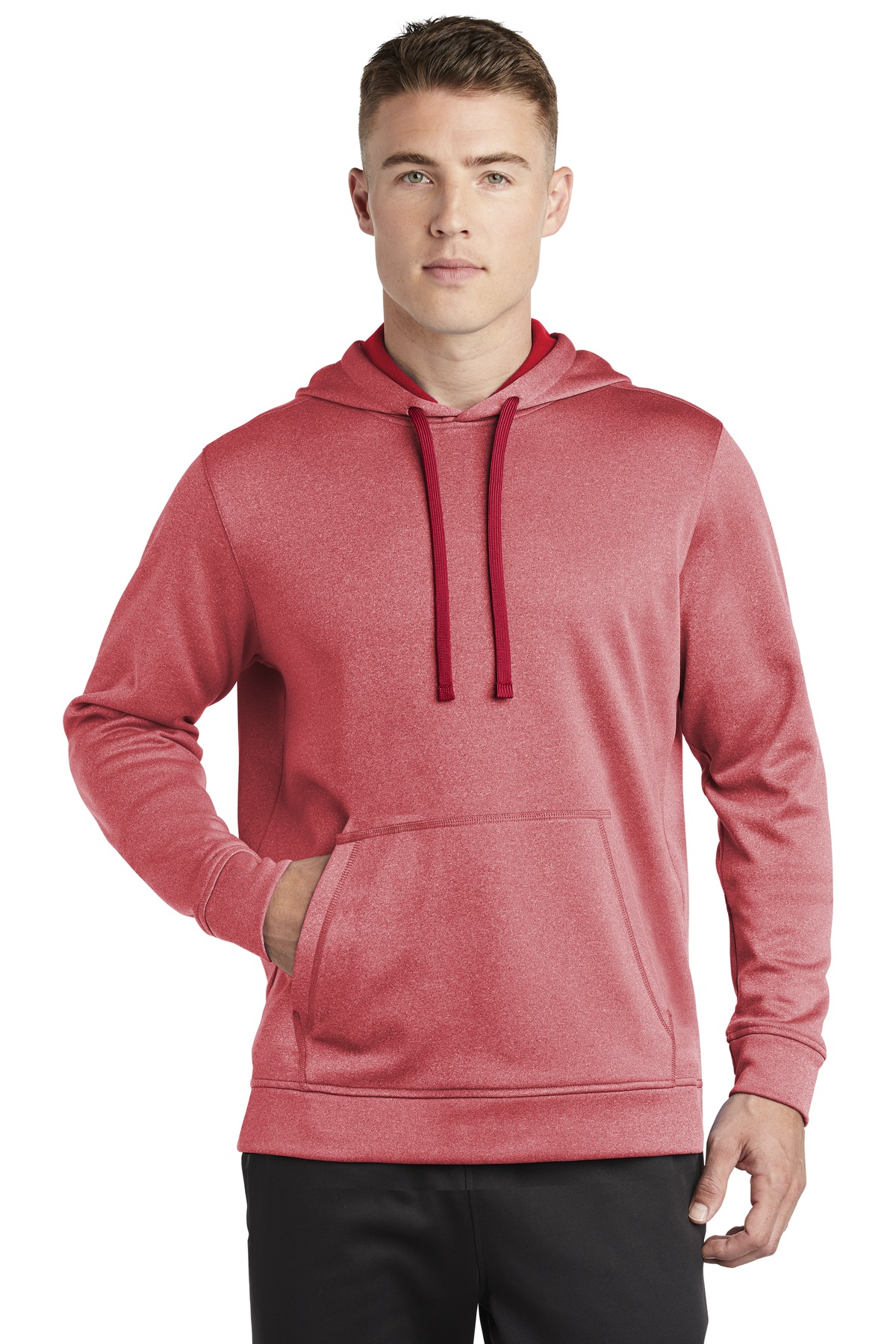 ST264 Sport-Tek PosiCharge Sport-Wick Heather Fleece Hooded Pullover.