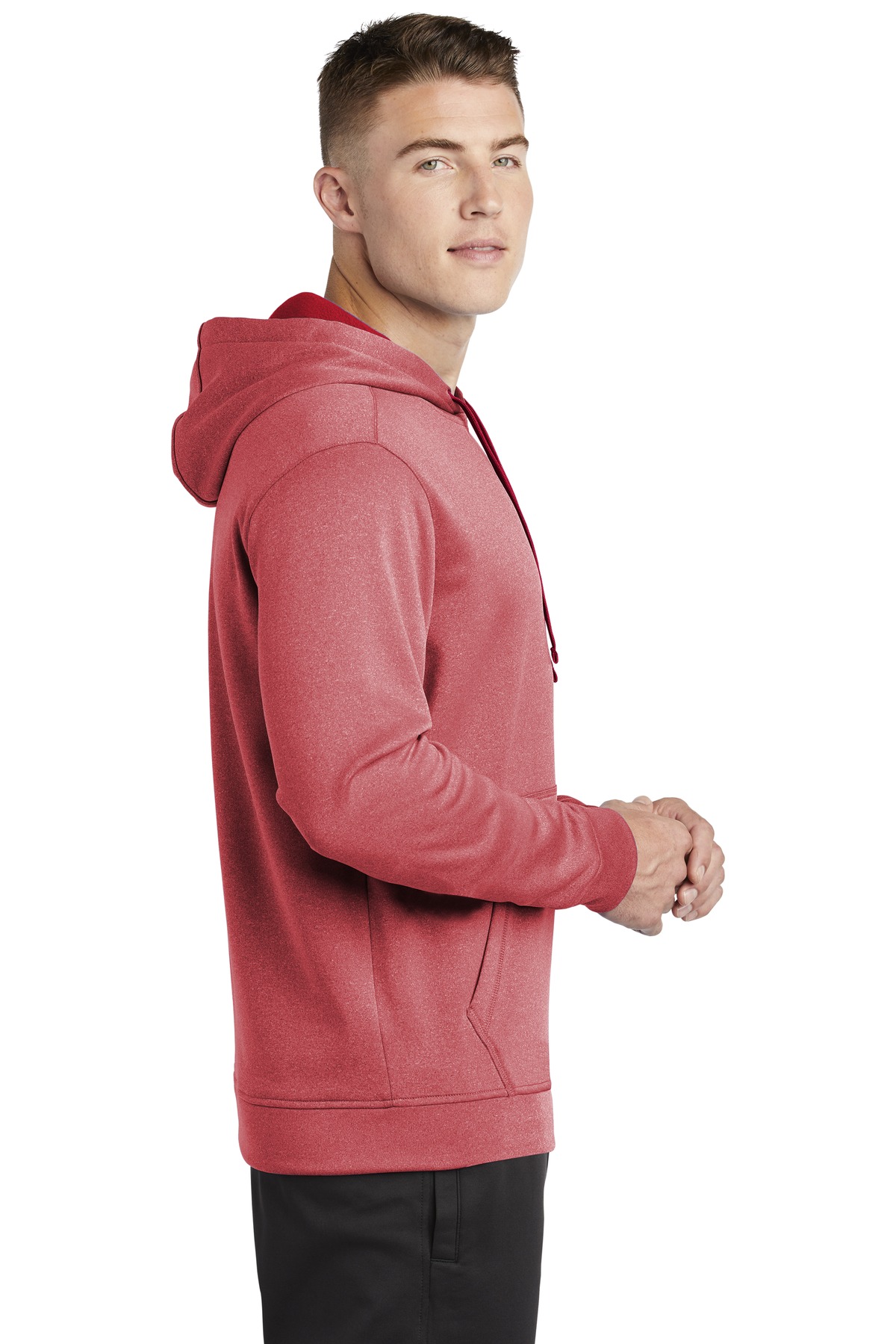 ST264 Sport-Tek PosiCharge Sport-Wick Heather Fleece Hooded Pullover. - Siide Image
