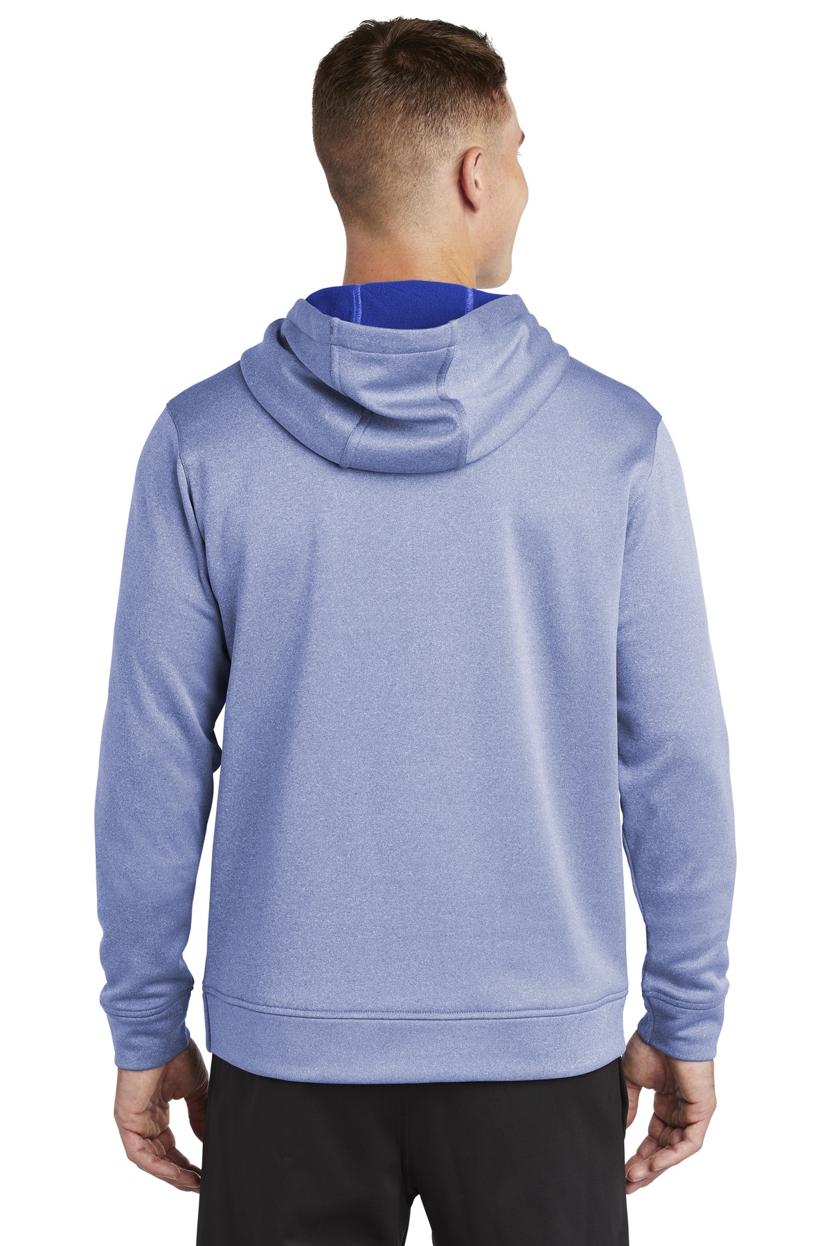 ST264 Sport-Tek PosiCharge Sport-Wick Heather Fleece Hooded Pullover. - Back Image