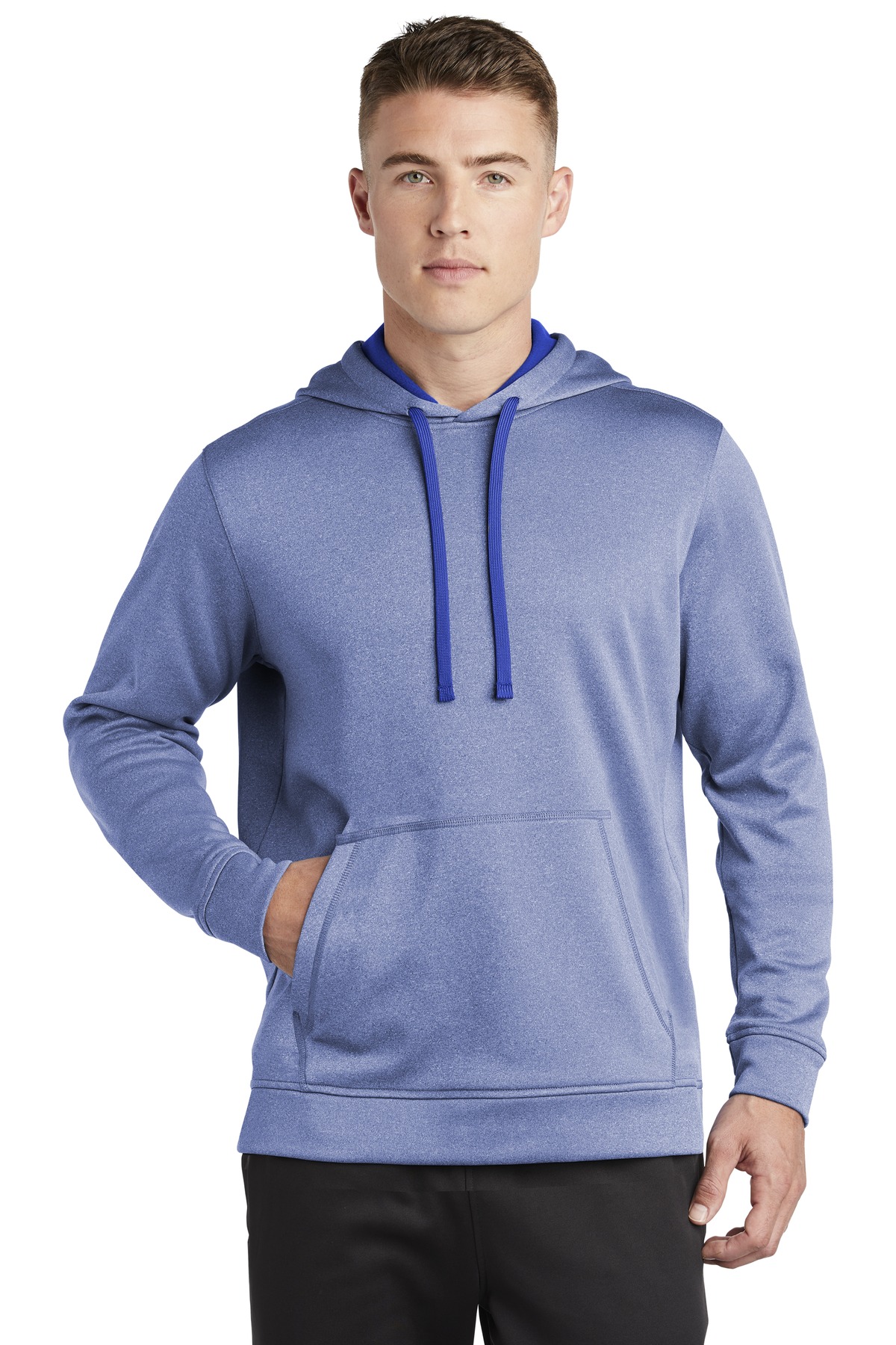 ST264 Sport-Tek PosiCharge Sport-Wick Heather Fleece Hooded Pullover.