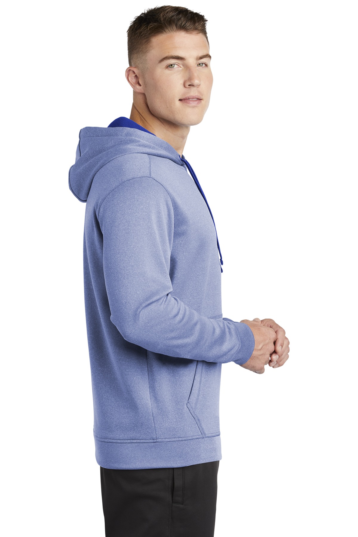 ST264 Sport-Tek PosiCharge Sport-Wick Heather Fleece Hooded Pullover. - Siide Image