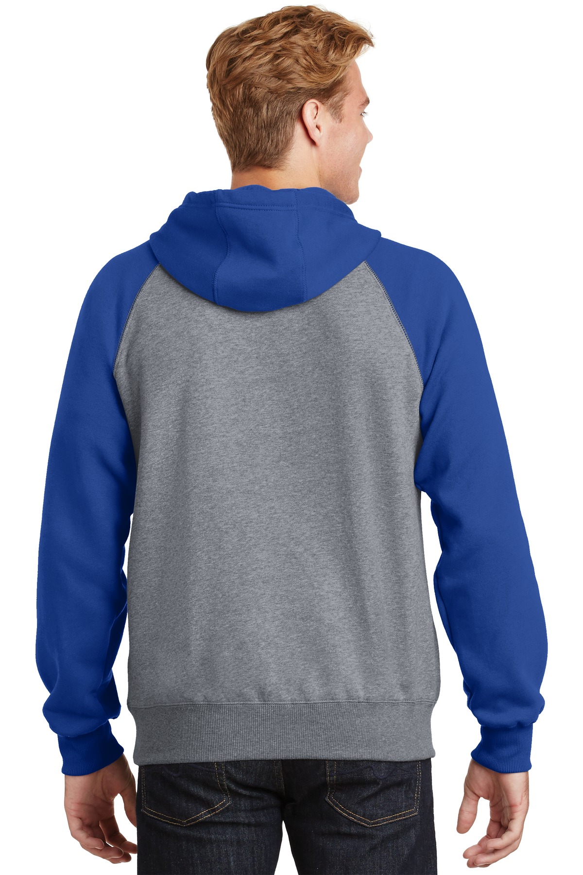 ST267 Sport-Tek Raglan Colorblock Pullover Hooded Sweatshirt - Back Image