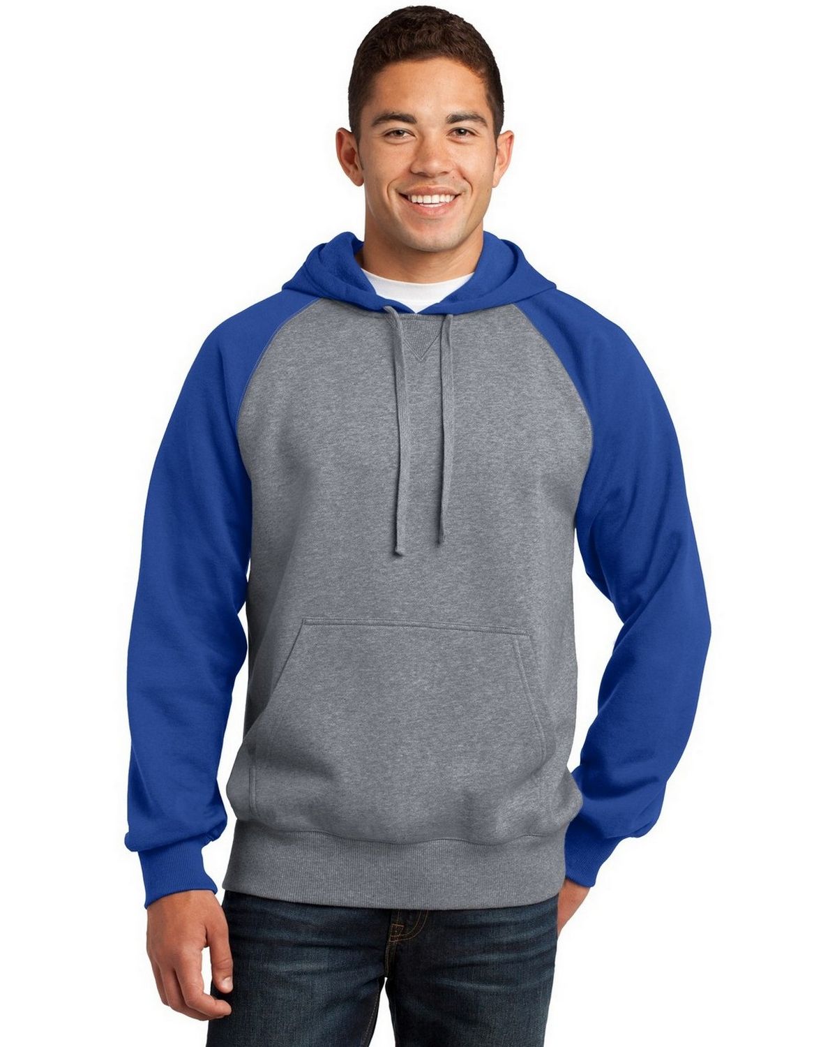 ST267 Sport-Tek Raglan Colorblock Pullover Hooded Sweatshirt