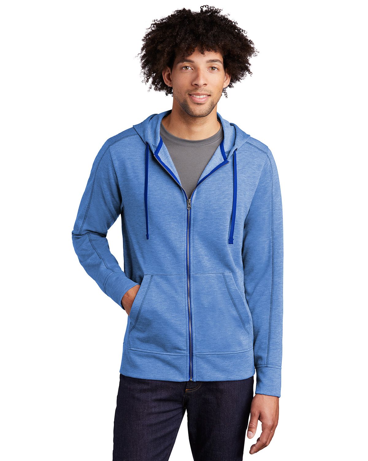 ST293 Sport-Tek PosiCharge Tri-Blend Wicking Fleece Full-Zip Hooded Jacket