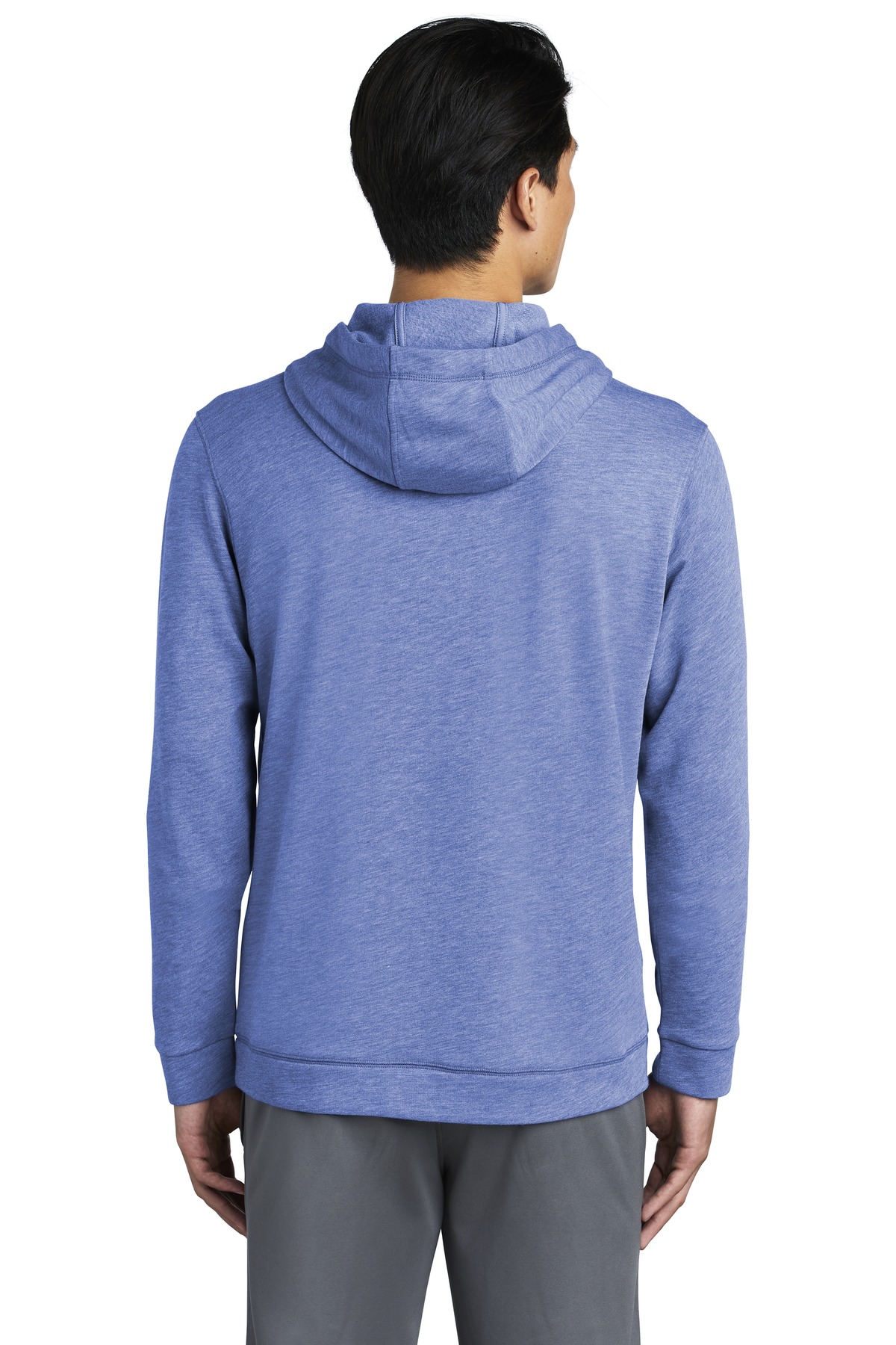 ST296 Sport-Tek PosiCharge Tri-Blend Wicking Fleece Hooded Pullover. - Back Image