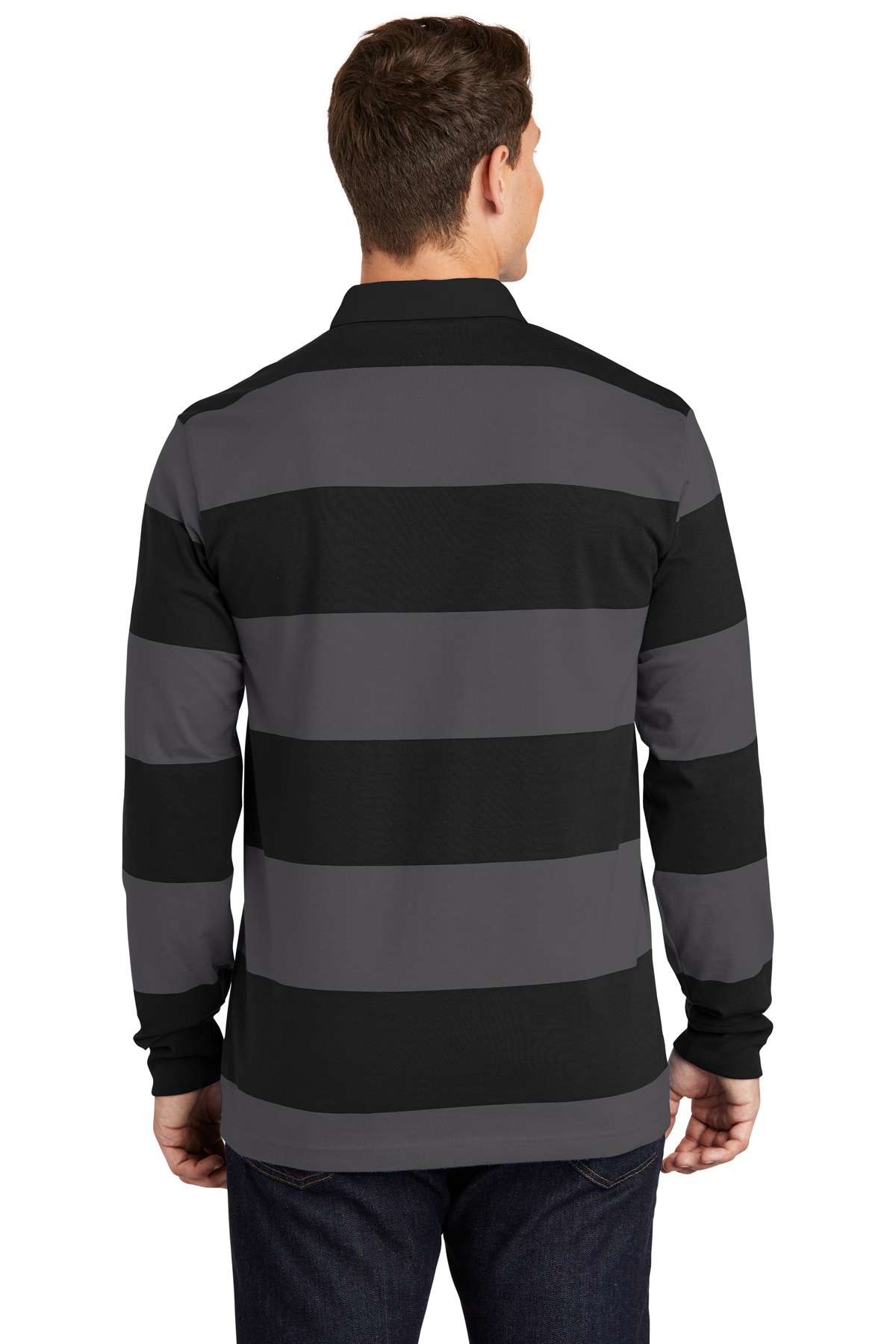 ST301 Sport-Tek Classic Long Sleeve Rugby Polo - Back Image