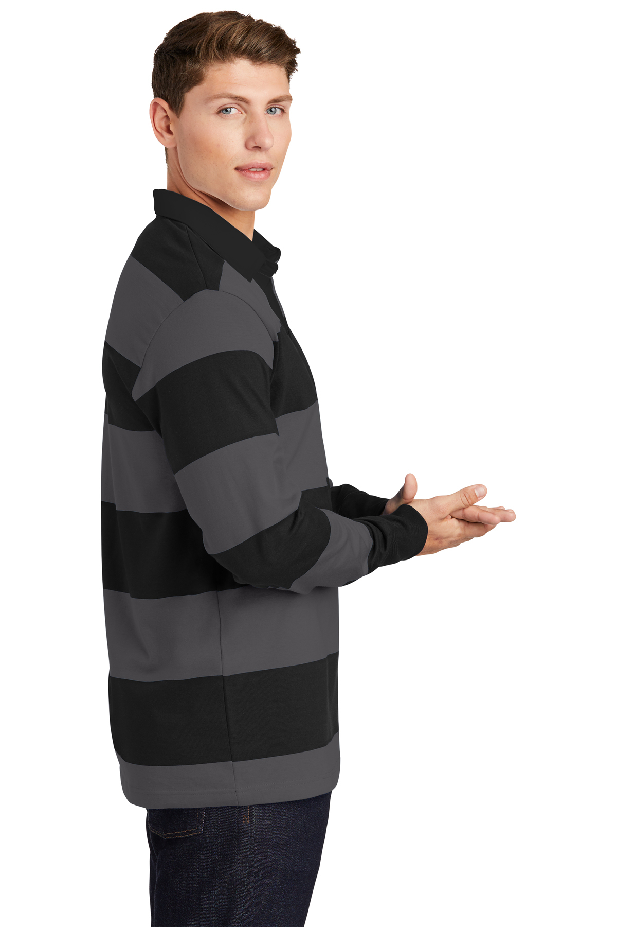 ST301 Sport-Tek Classic Long Sleeve Rugby Polo - Siide Image
