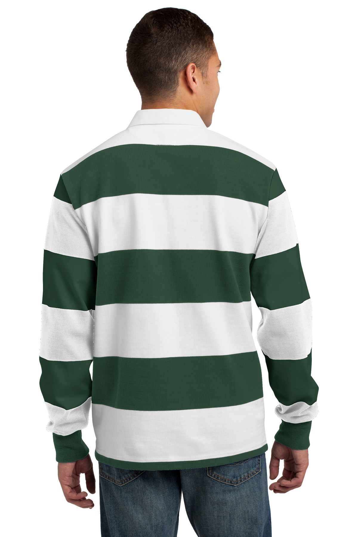ST301 Sport-Tek Classic Long Sleeve Rugby Polo ST301 Sport-Tek Classic Long Sleeve Rugby Polo - Back Image