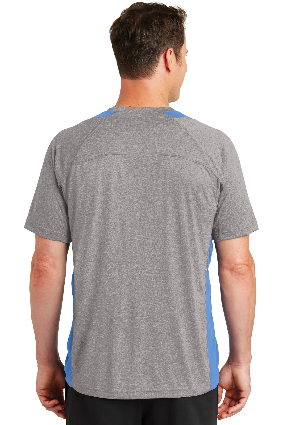 ST361 Sport-Tek Heather Colorblock Contender Tee. - Back Image