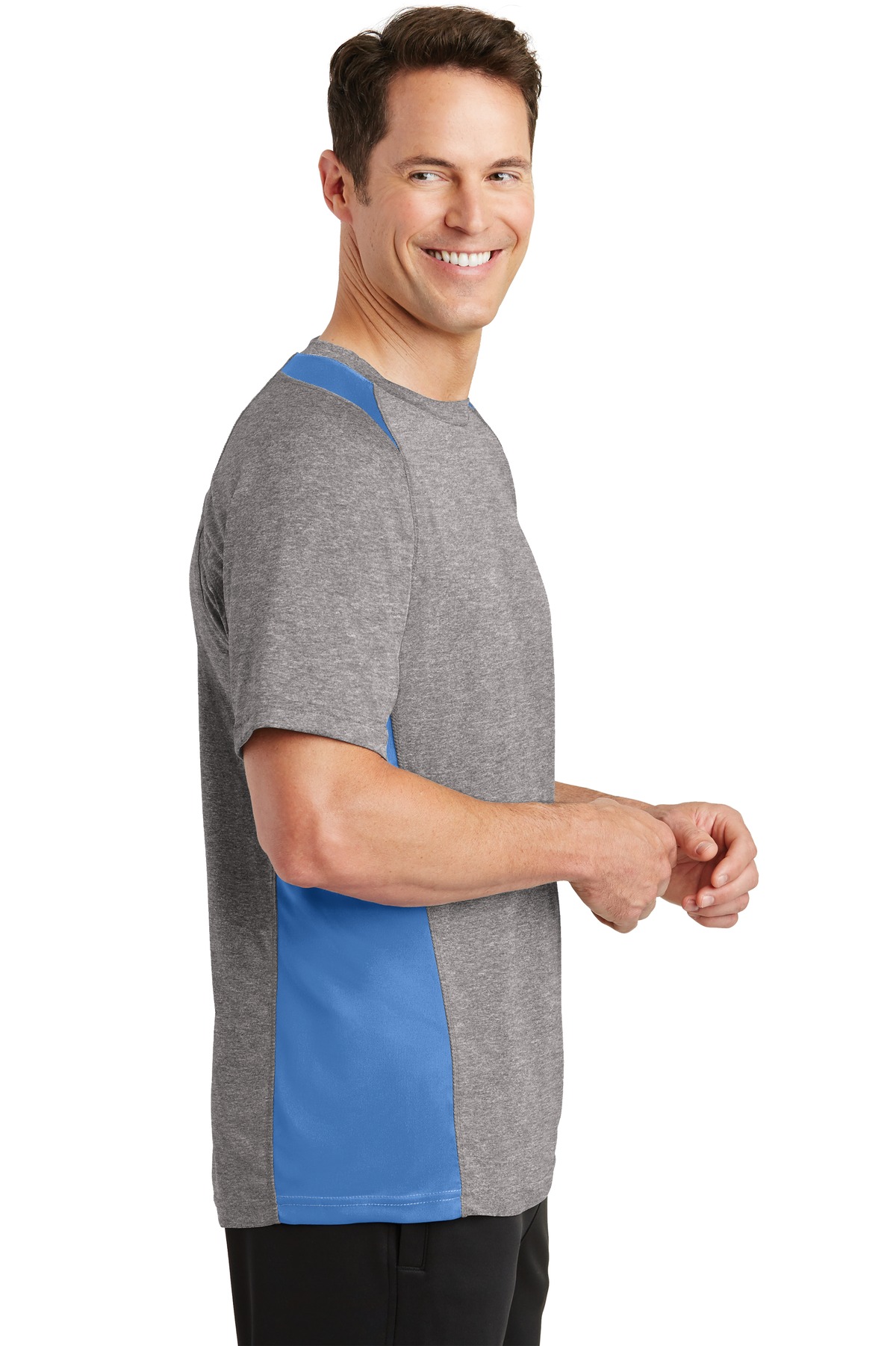 ST361 Sport-Tek Heather Colorblock Contender Tee. - Siide Image