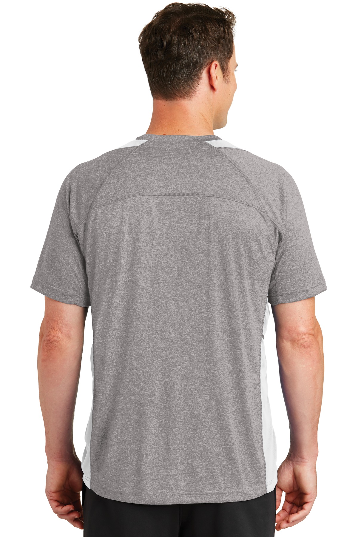 ST361 Sport-Tek Heather Colorblock Contender Tee. - Back Image