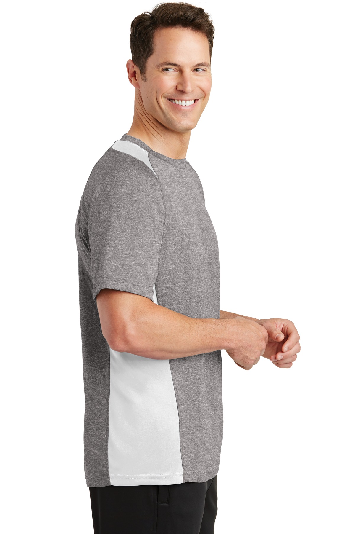 ST361 Sport-Tek Heather Colorblock Contender Tee. - Siide Image