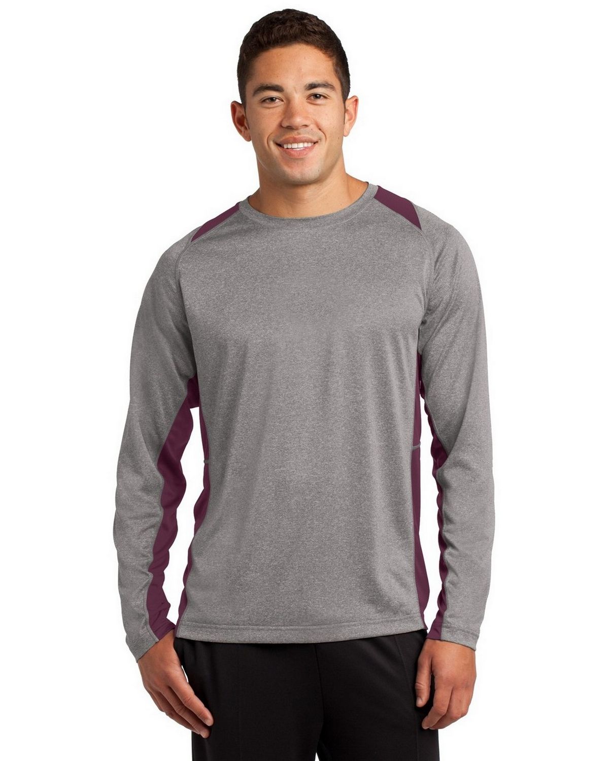 ST361LS Sport-Tek Long Sleeve Heather Colorblock Contender Tee ST361LS Sport-Tek Long Sleeve Heather Colorblock Contender Tee