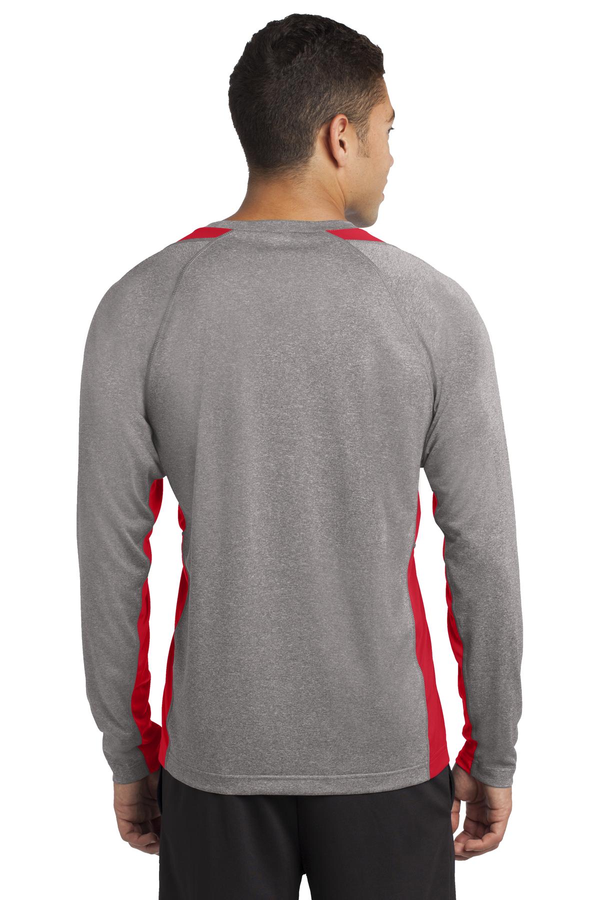 ST361LS Sport-Tek Long Sleeve Heather Colorblock Contender Tee - Back Image