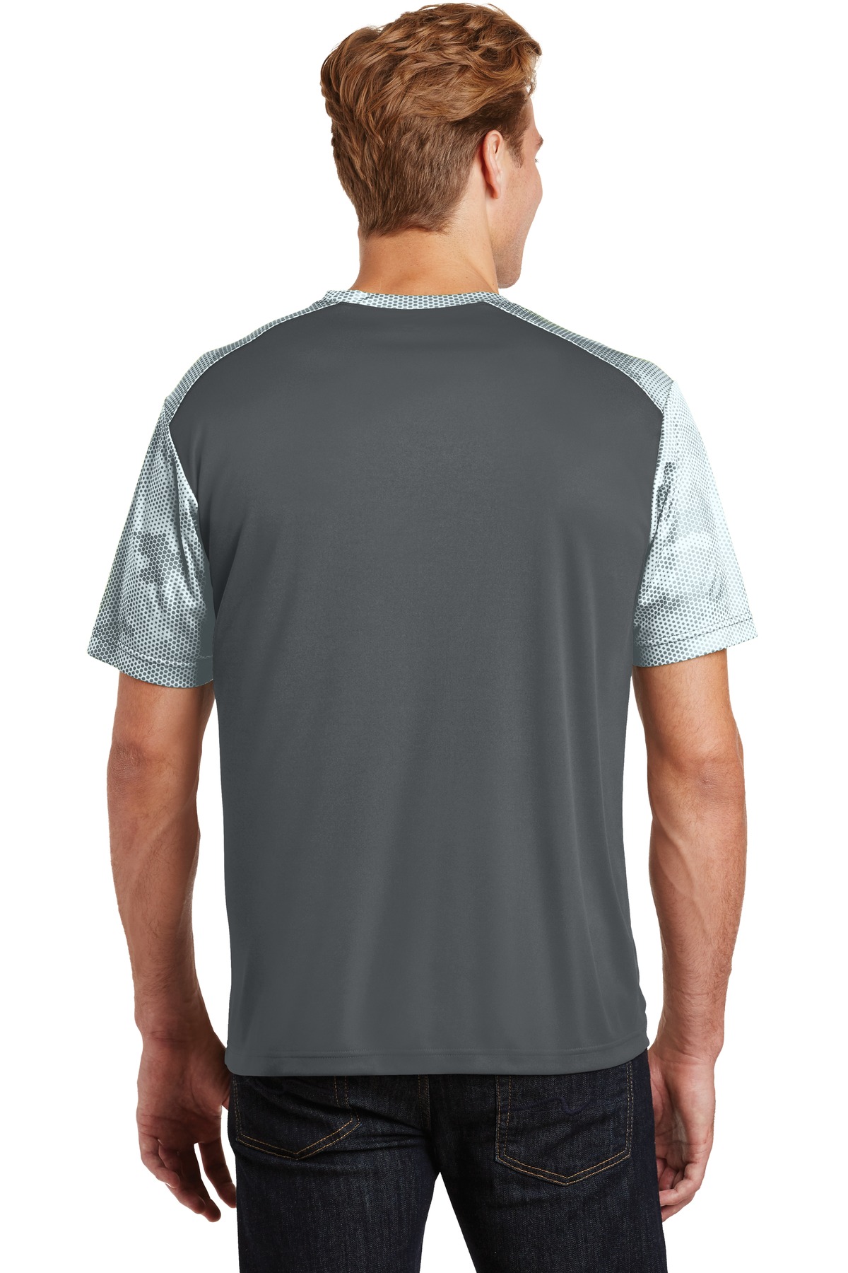 ST371 Sport-Tek CamoHex Colorblock Tee. - Back Image