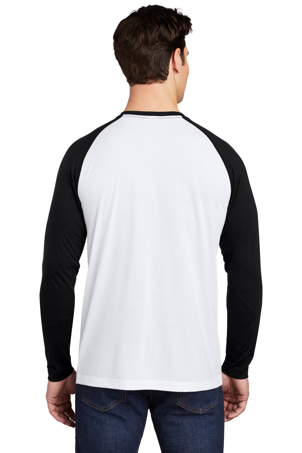 ST400LS Sport-Tek PosiCharge Long Sleeve Tri-Blend Wicking Raglan Tee - Back Image