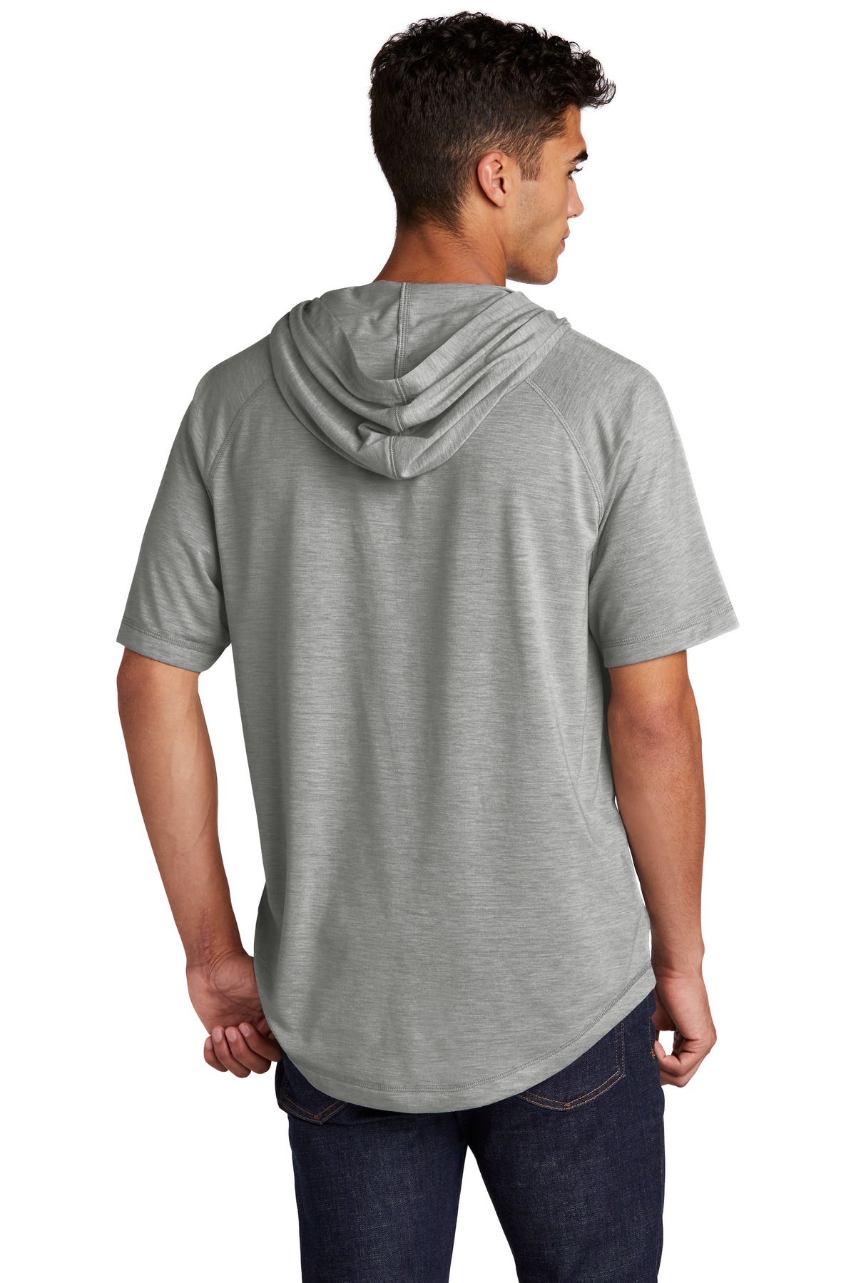 ST404 Sport-Tek PosiCharge Tri-Blend Wicking Short Sleeve Hoodie. - Back Image
