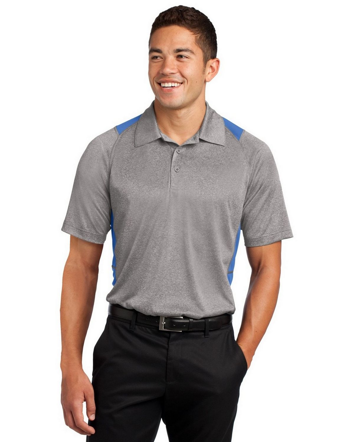 ST665 Sport-Tek Heather Colorblock Contender Polo ST665 Sport-Tek Heather Colorblock Contender Polo