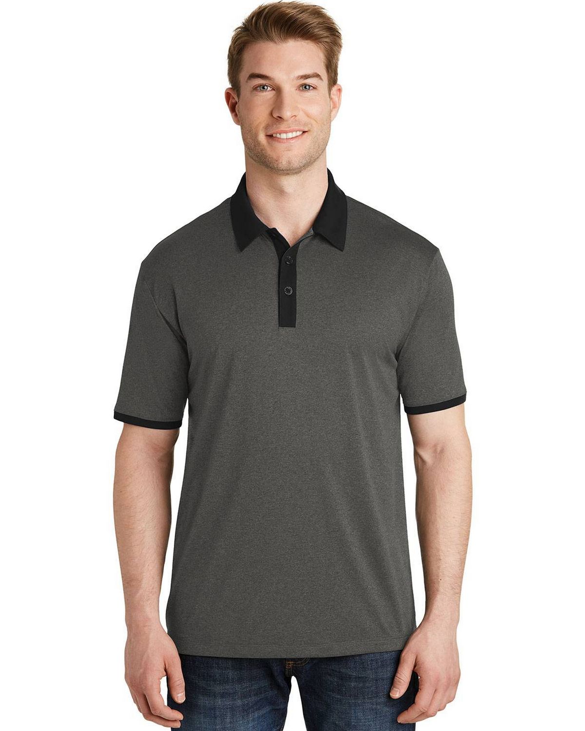 ST667 Sport-Tek Heather Contender Contrast Polo