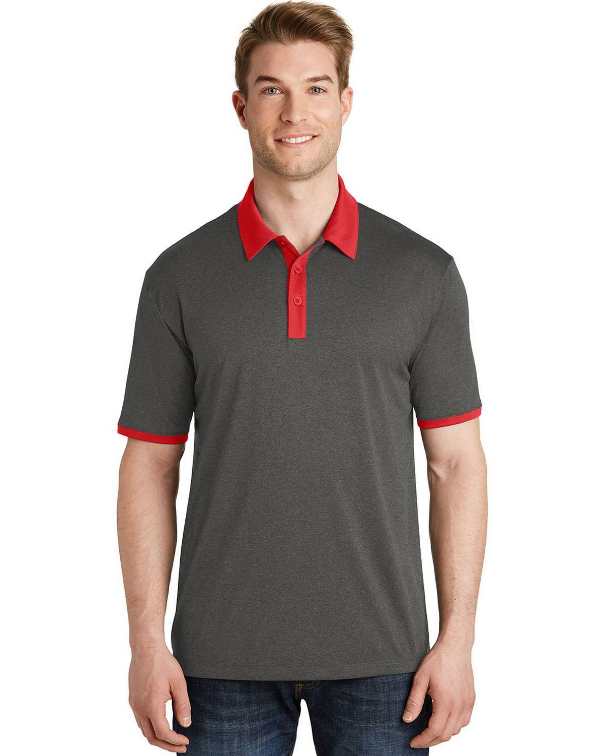 ST667 Sport-Tek Heather Contender Contrast Polo