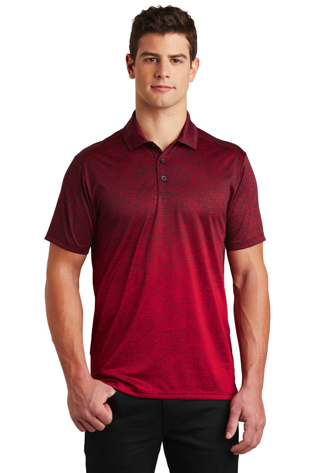 ST671 Sport-Tek Ombre Heather Polo. Zoom Image