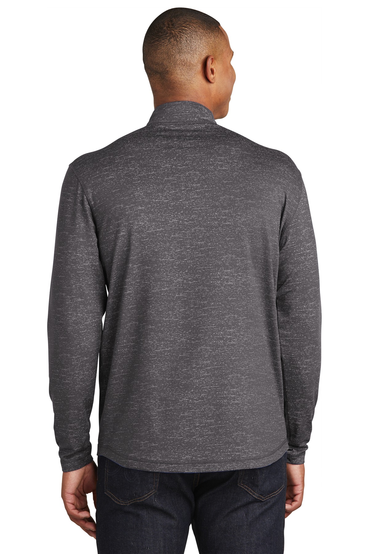 ST855 Sport-Tek Sport-Wick Stretch Reflective Heather 1/2-Zip Pullover - Back Image