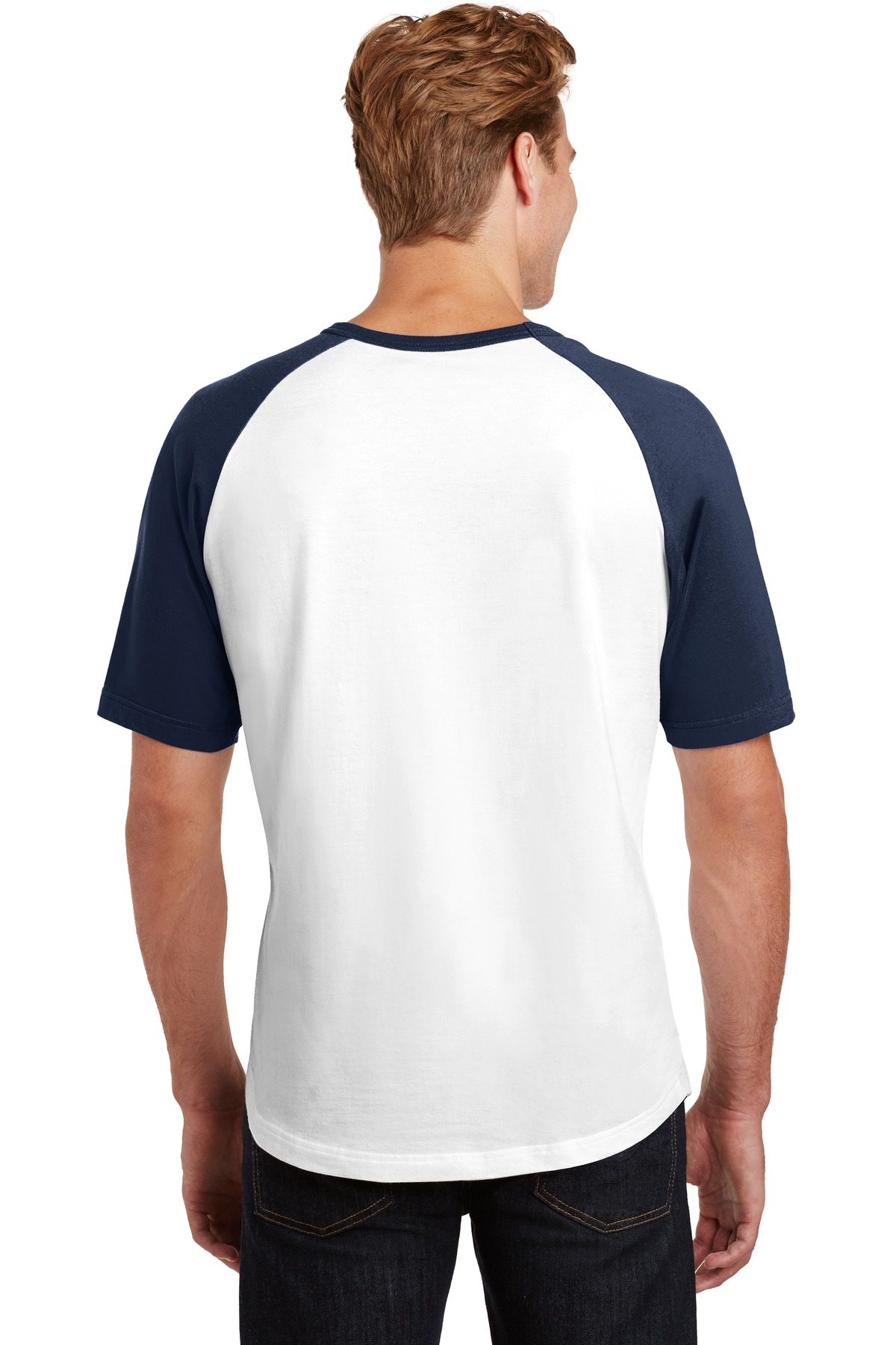T201 Sport-Tek Short Sleeve Colorblock Raglan Jersey. - Back Image