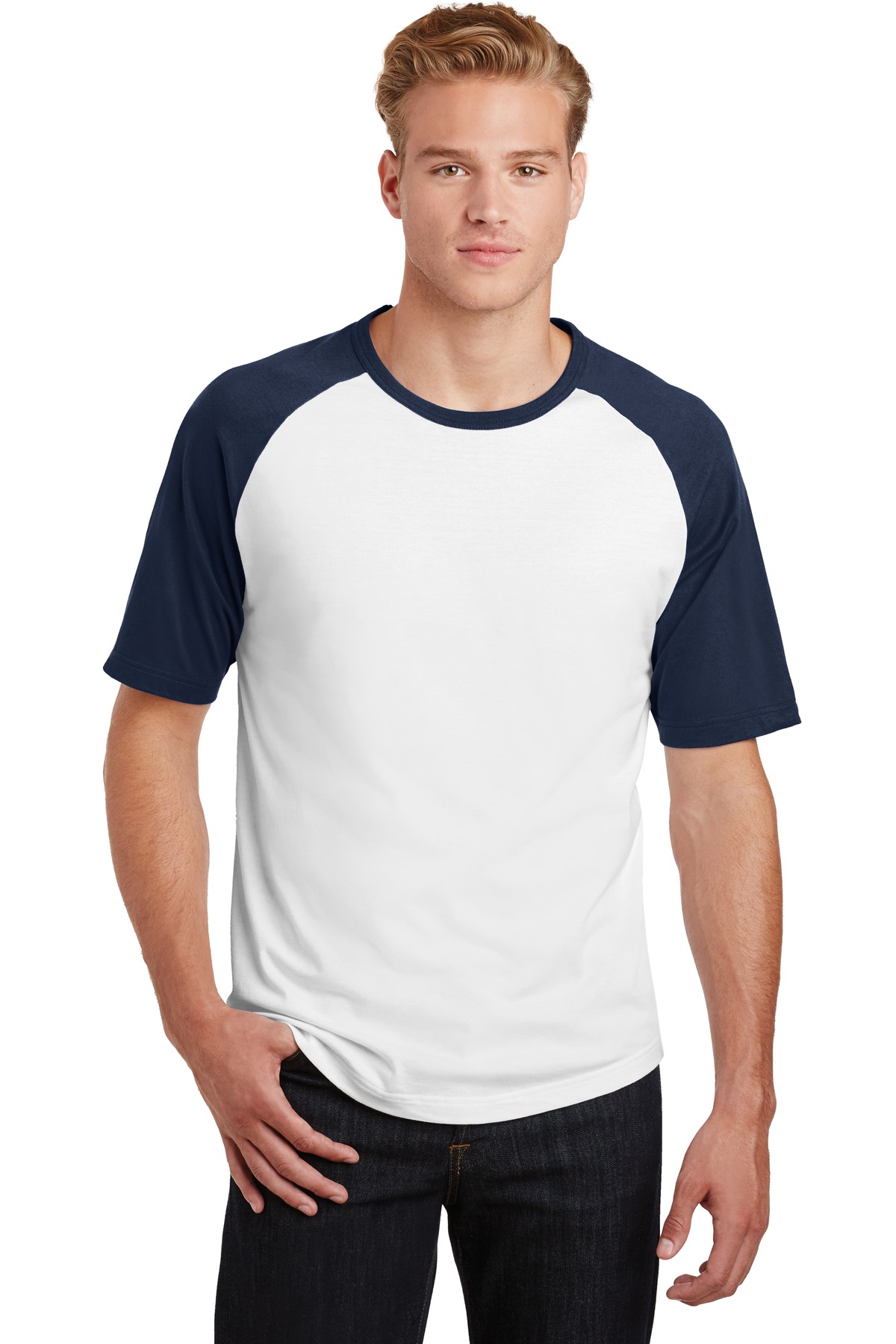 T201 Sport-Tek Short Sleeve Colorblock Raglan Jersey.