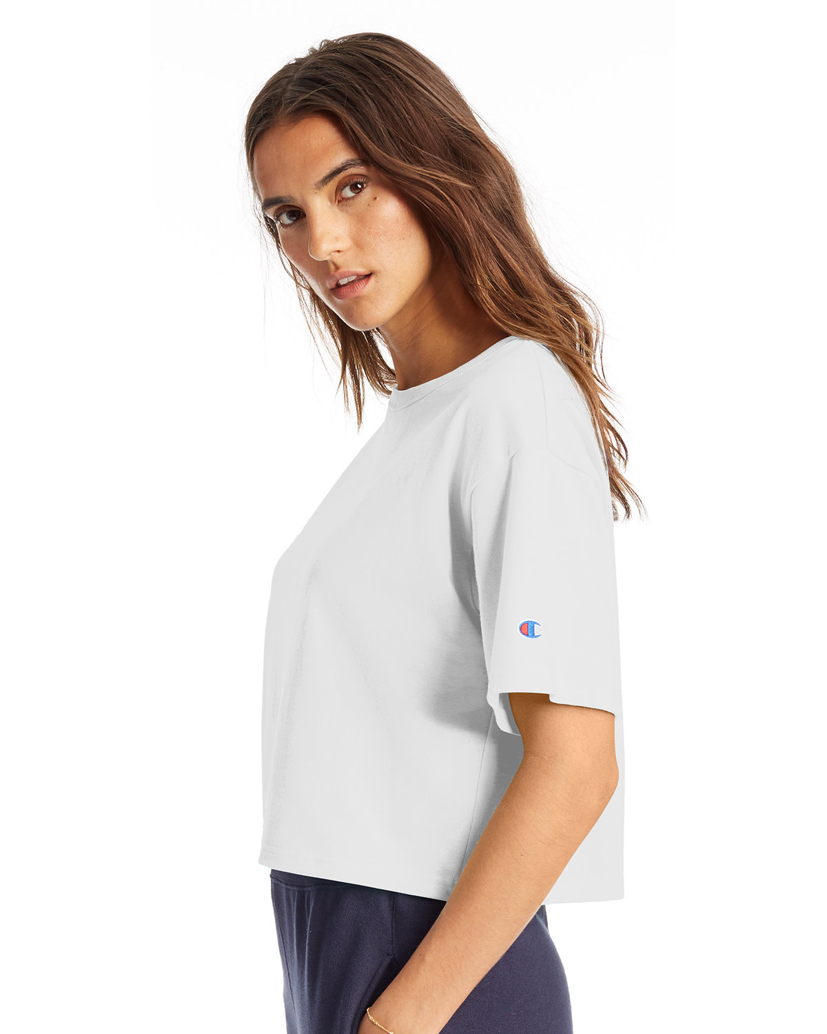 T453W Champion Womens Heritage Jersey Cropped T-Shirt - Siide Image